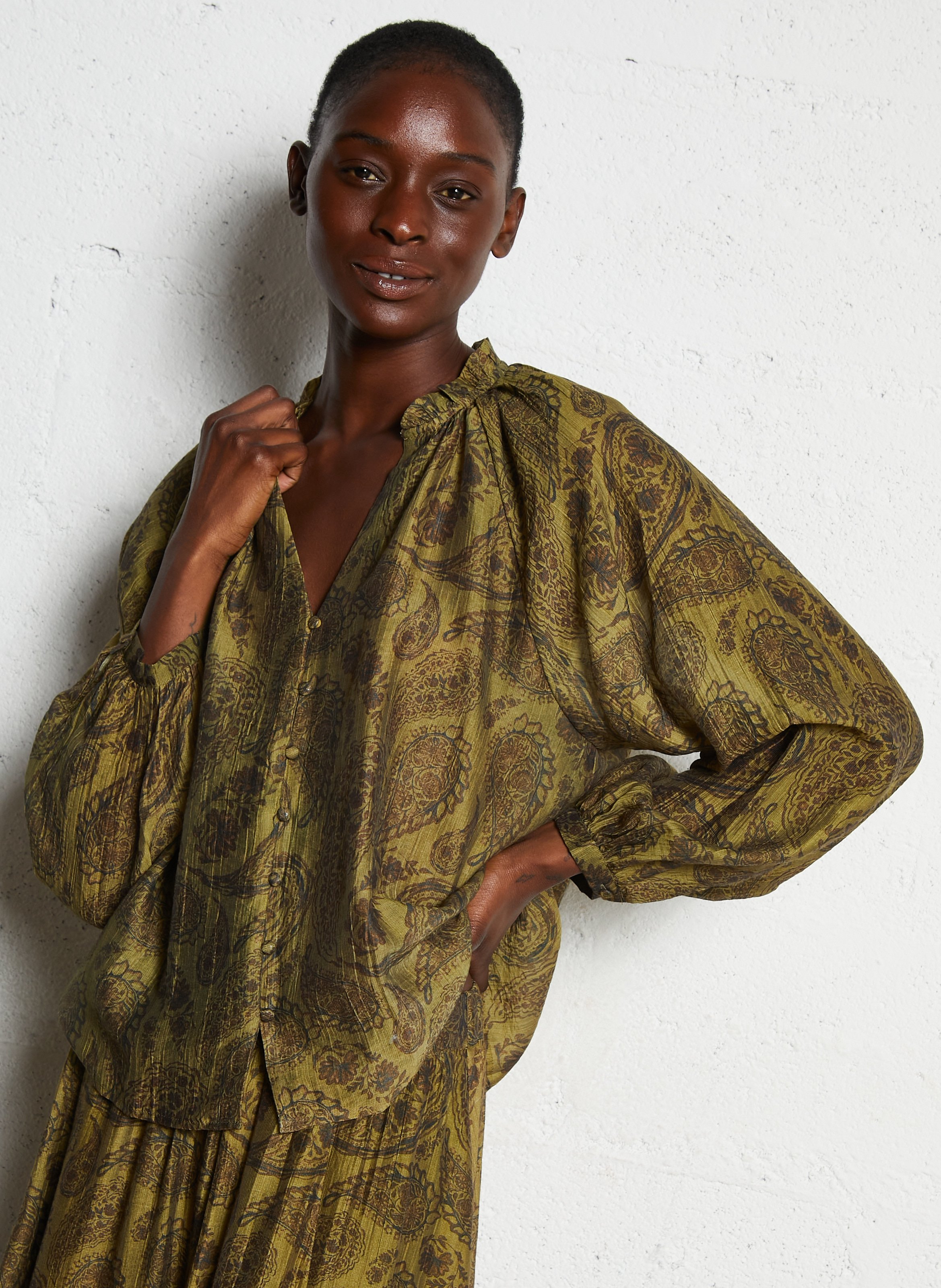 Blouse ample à col V à volants LA PETITE ETOILE Multicolore