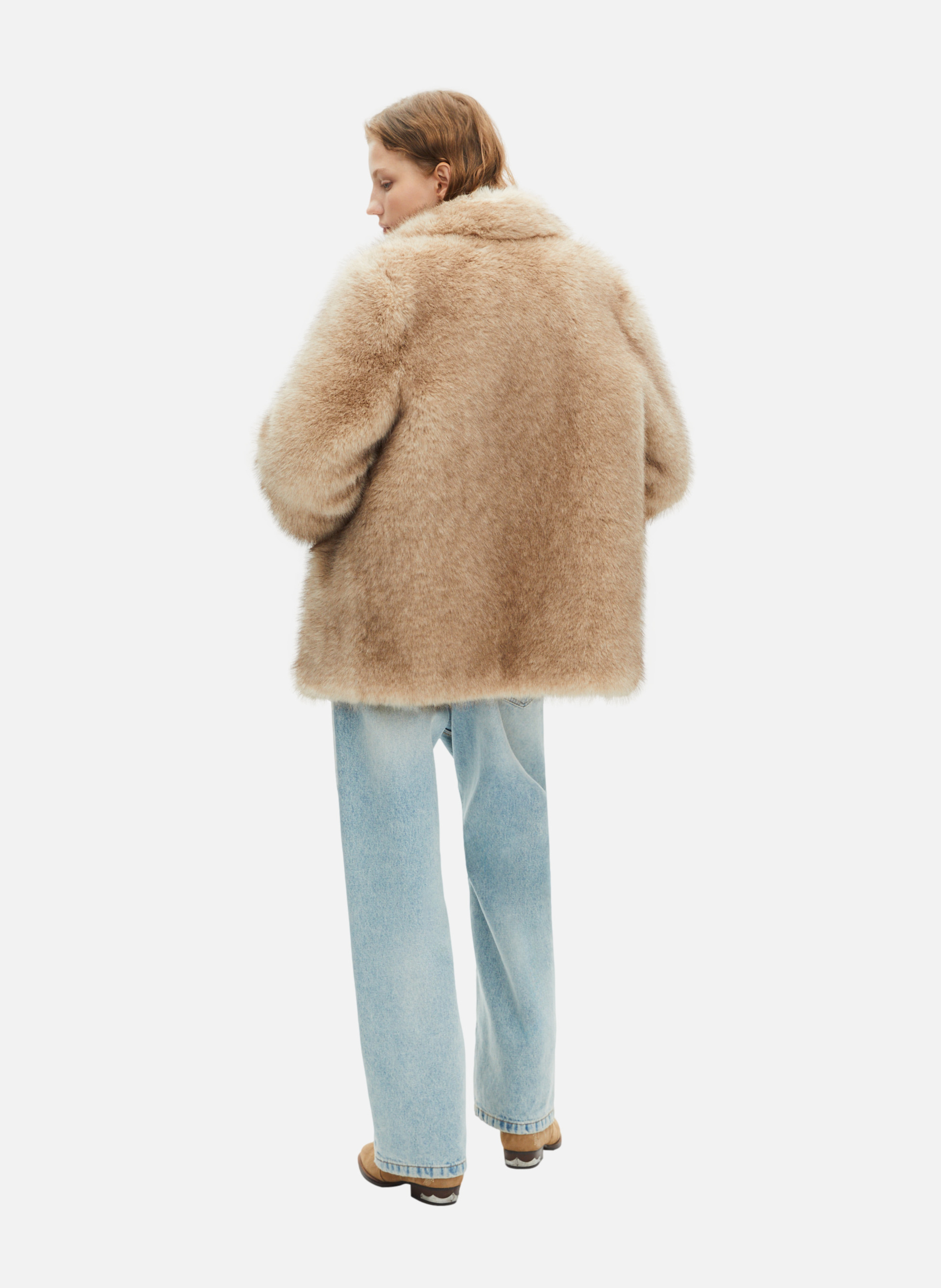 Fur-effect coat THE KOOPLES Beige
