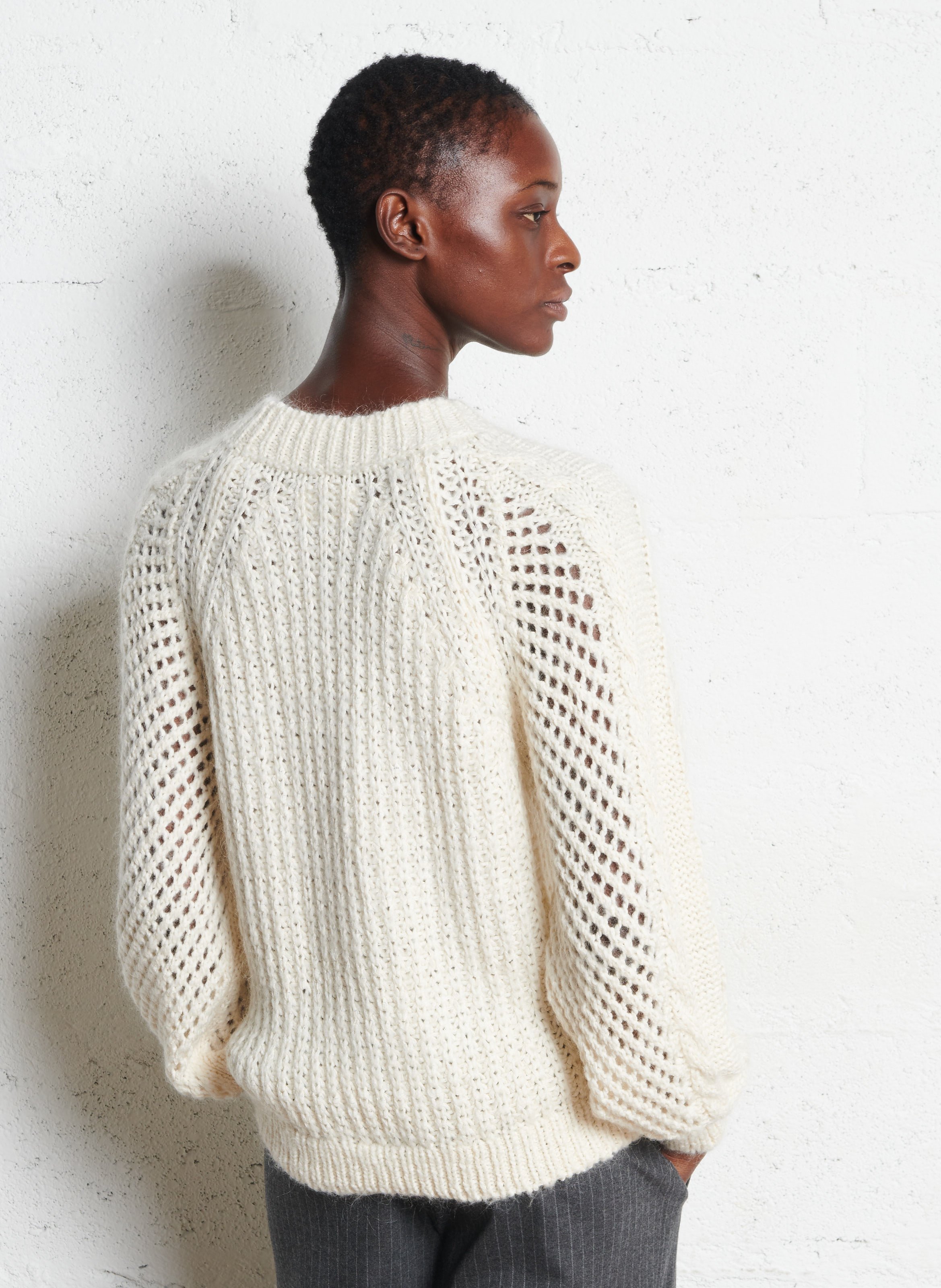 Pull oversize col rond  DES PETITS HAUTS Beige