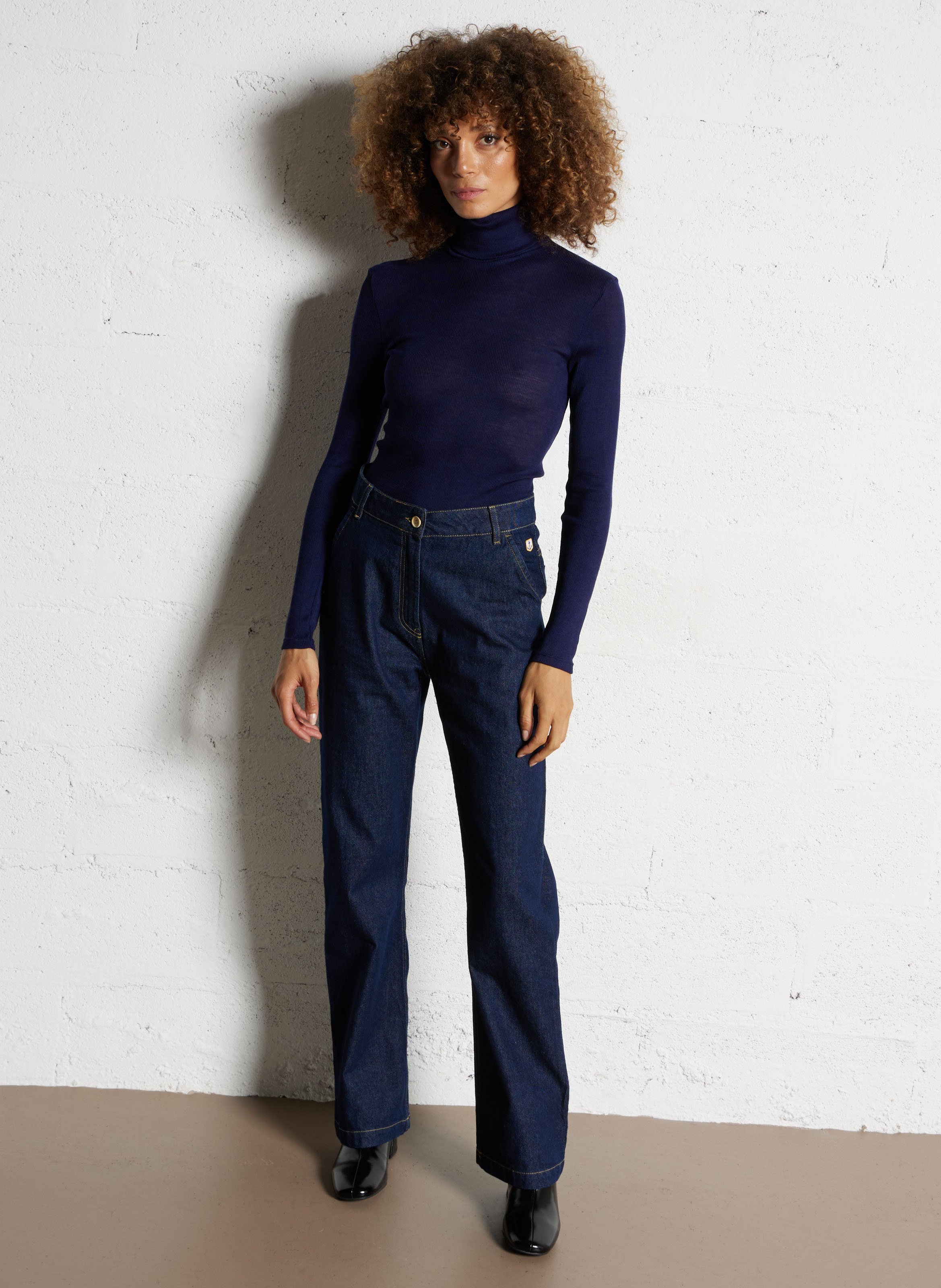 High-rise flared cotton jeans ARMOR LUX Blue