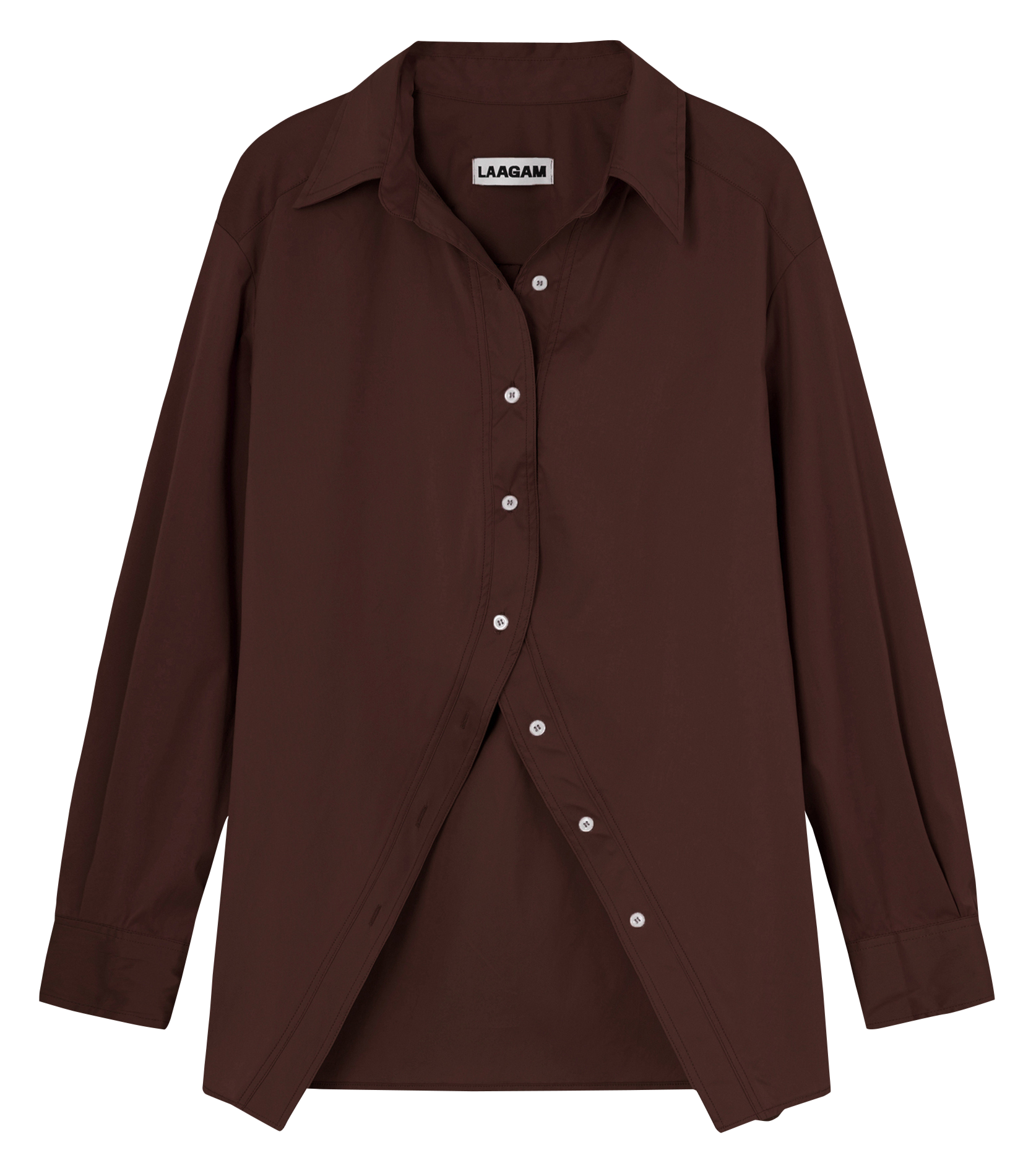 Chemise col classique manches contrastantes en coton LAAGAM Brown