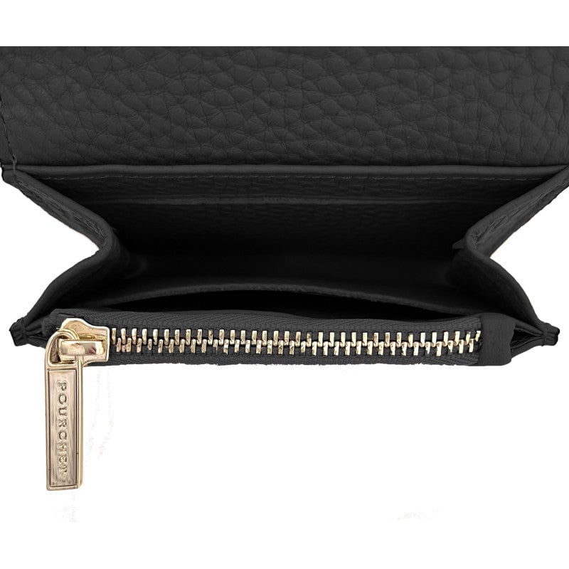 Leather coin purse POURCHET Black