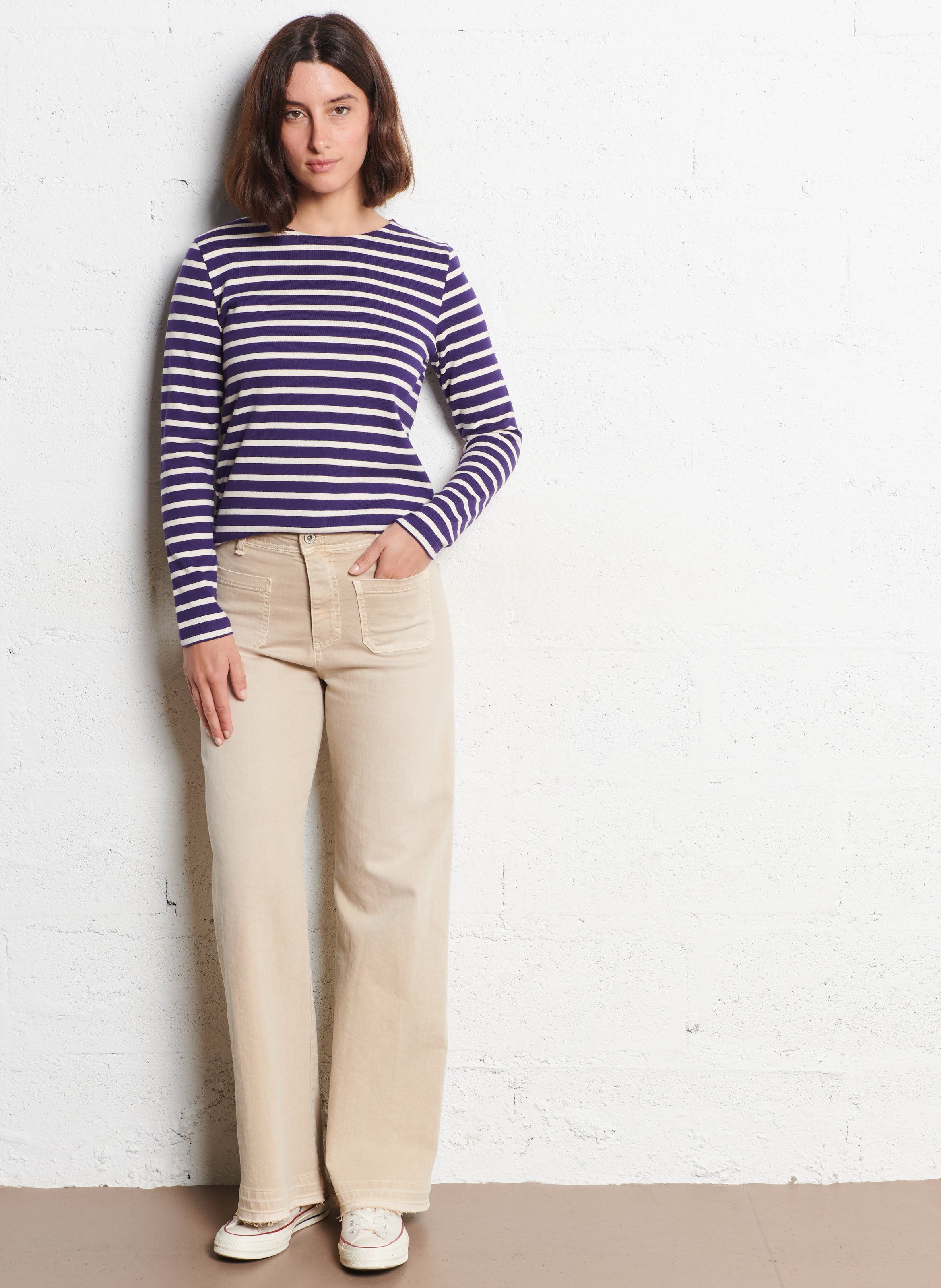 Tee-shirt col rond rayé en coton ARMOR LUX Bleu