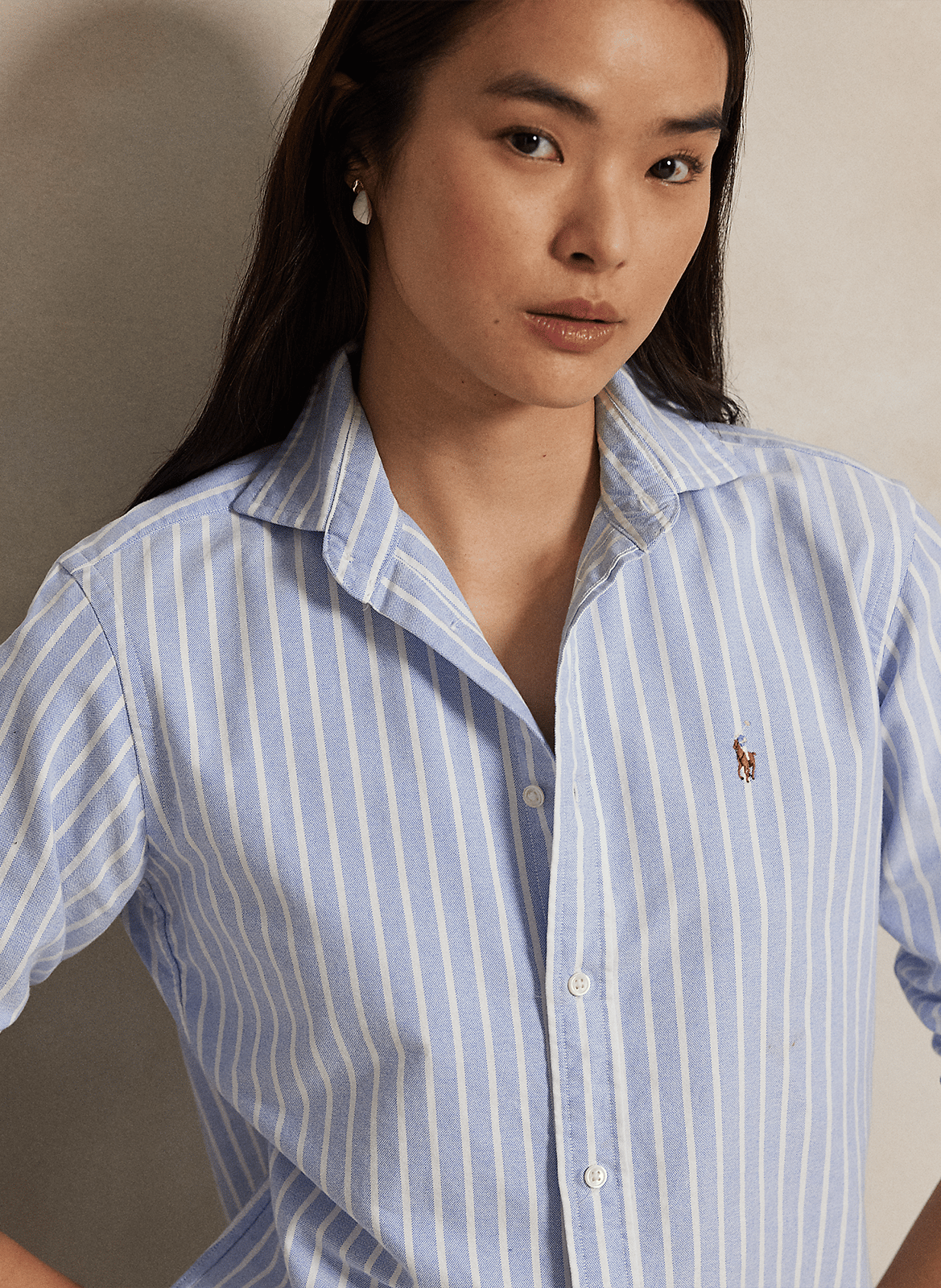 Striped cotton shirt with classic collar POLO RALPH LAUREN Blue
