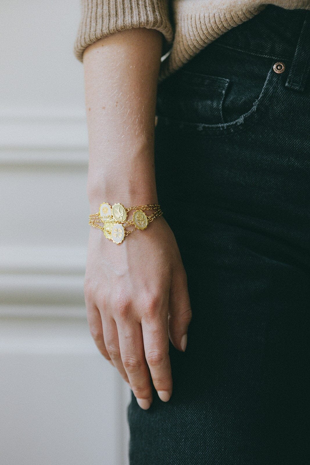 Gold-plated enamel clover bracelet MONSIEUR SIMONE Silver