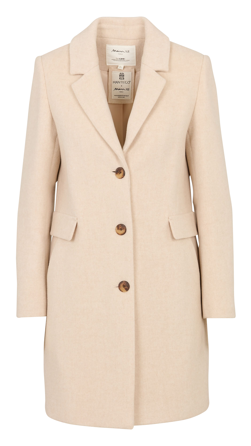 Mid-length buttoned coat in blended wool MAISON 123 White