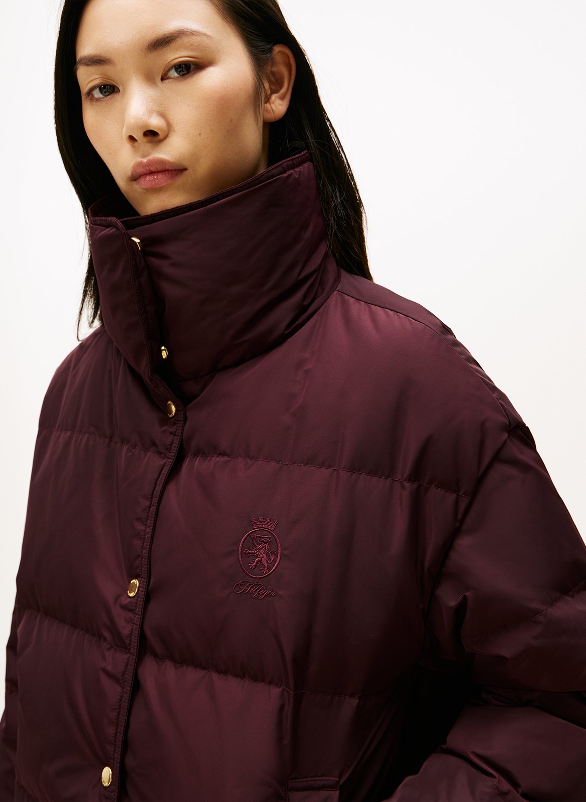 High-neck padded jacket TOMMY HILFIGER Plums