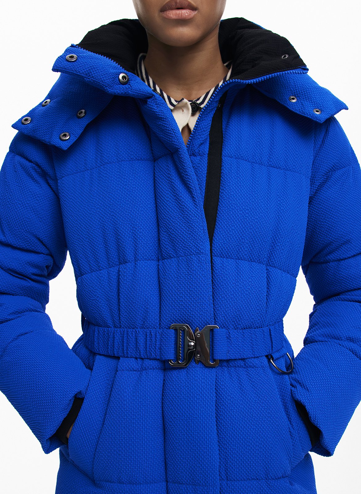 Parka doudoune ceinturée unie DESIGUAL Bleu