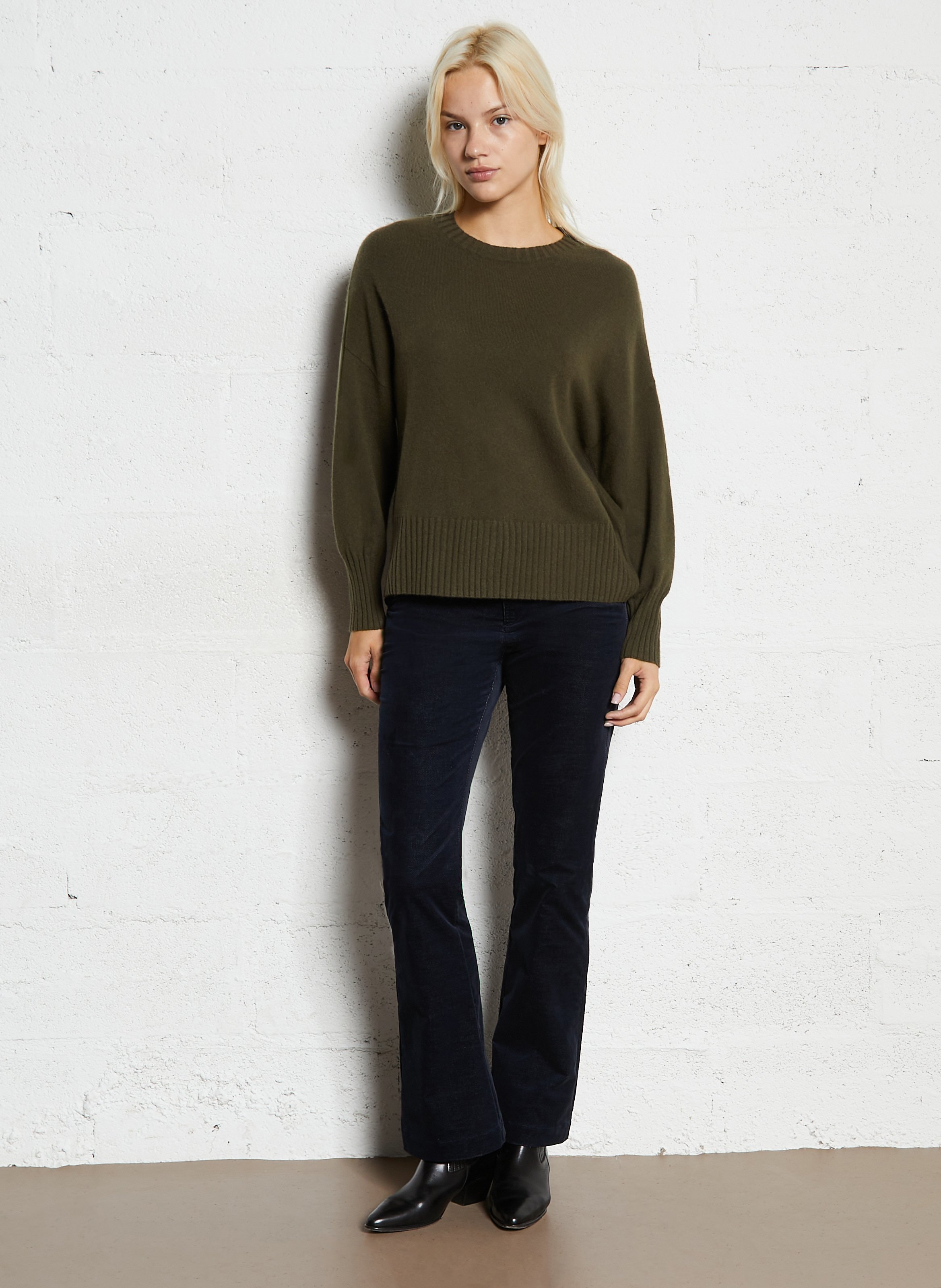 Pull oversize col rond en cachemire SUD EXPRESS Vert