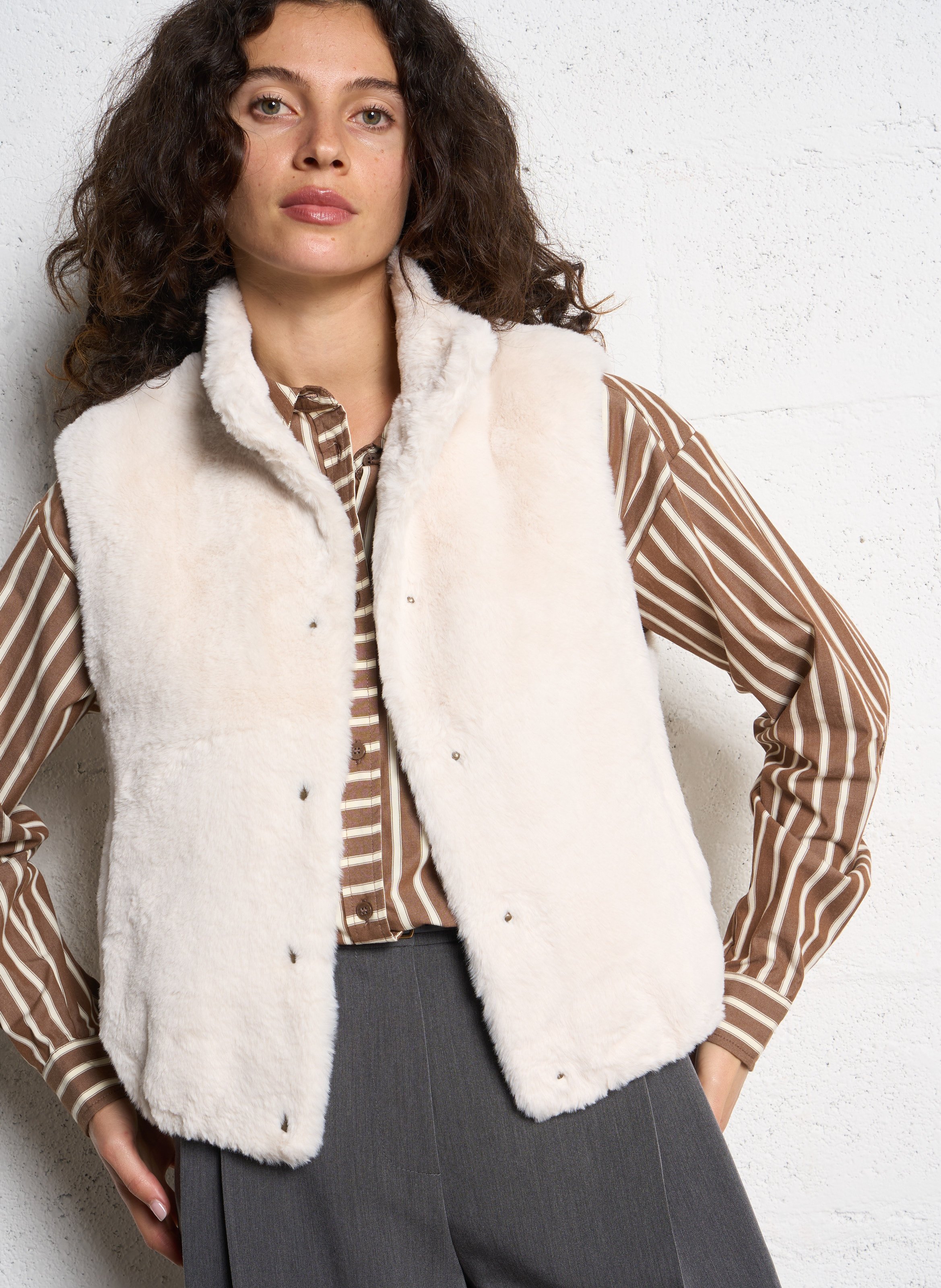 Veste col montant effet fourrure MAISON 123 Beige