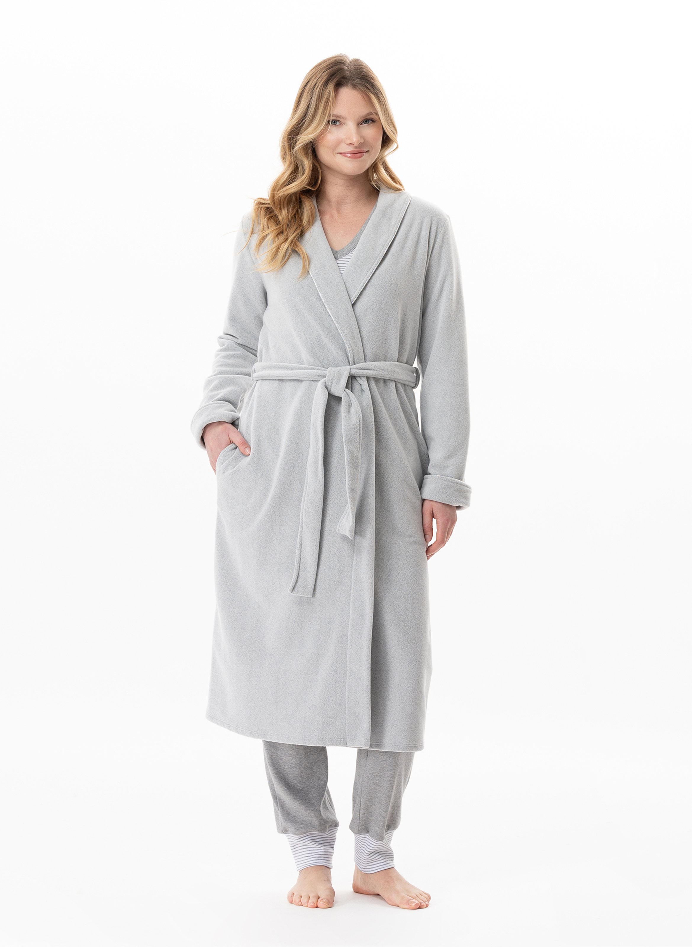 Microfleece bathrobe LE CHAT Grey
