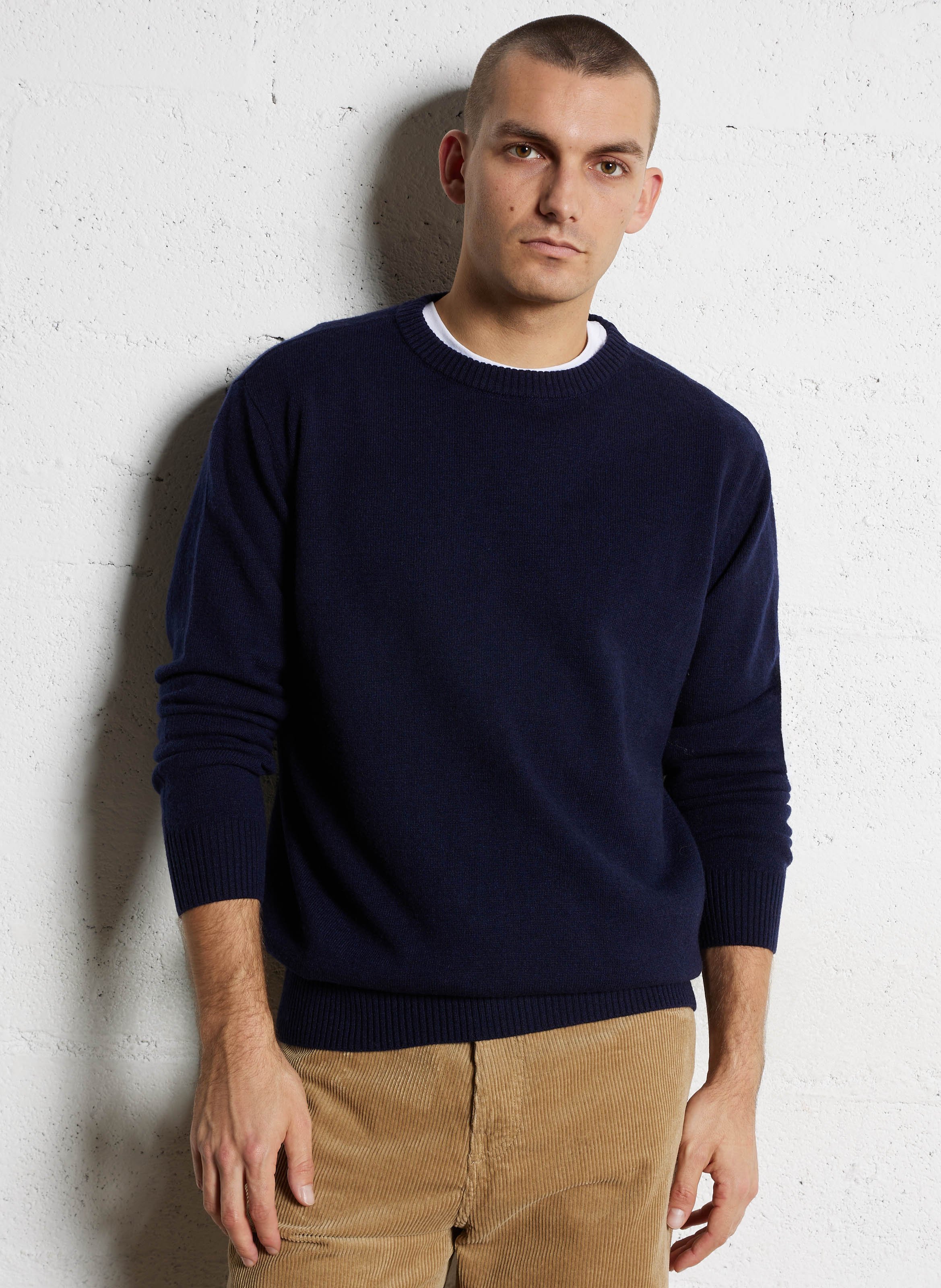 Straight-fit trui van wolmix met ronde hals MINIMUM