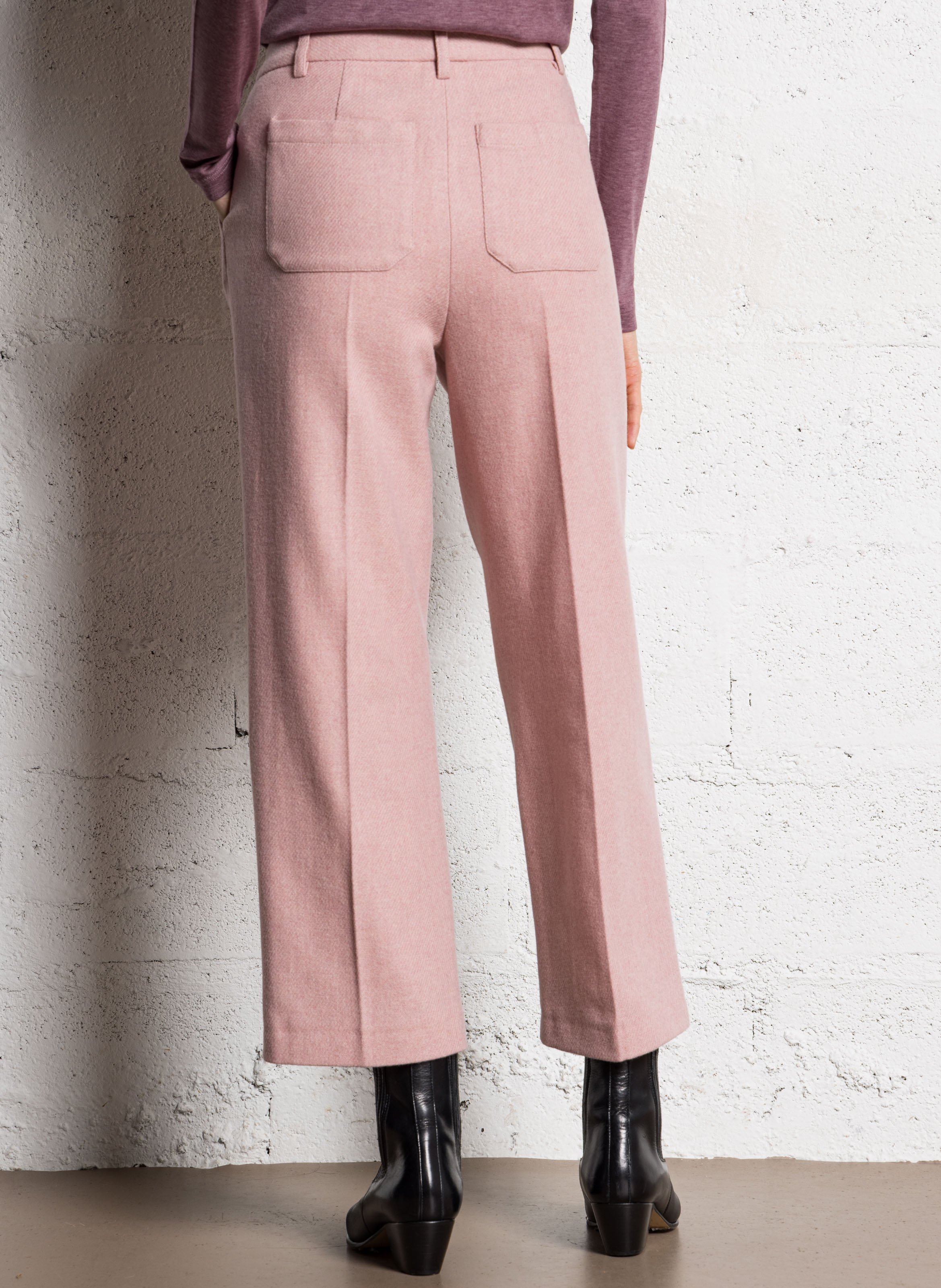 Pantalon droit en laine mélangée MAISON 123 Rose