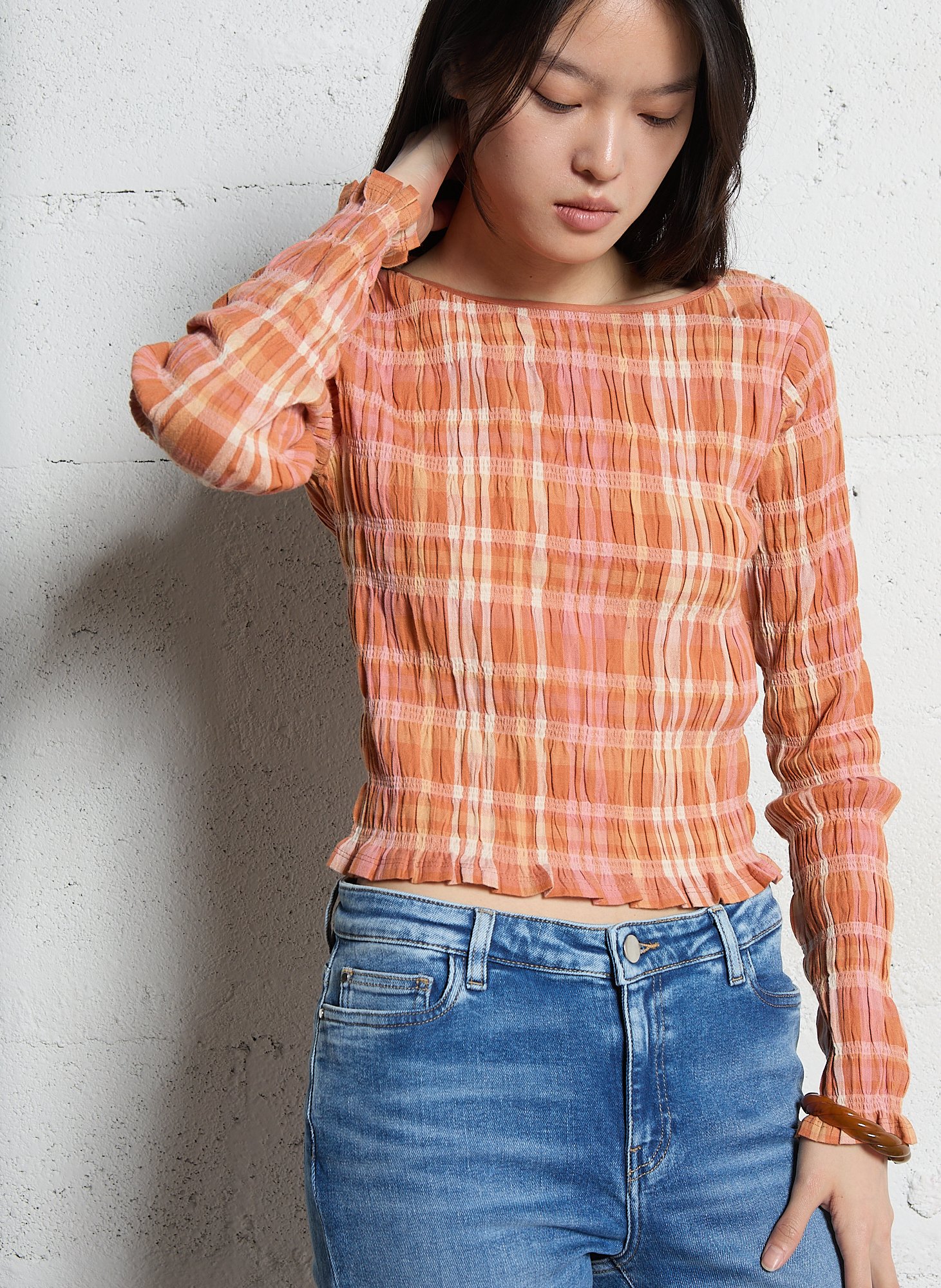 Tailliertes Top mit Rundhalsausschnitt aus Baumwollmischung BILLABONG Orange