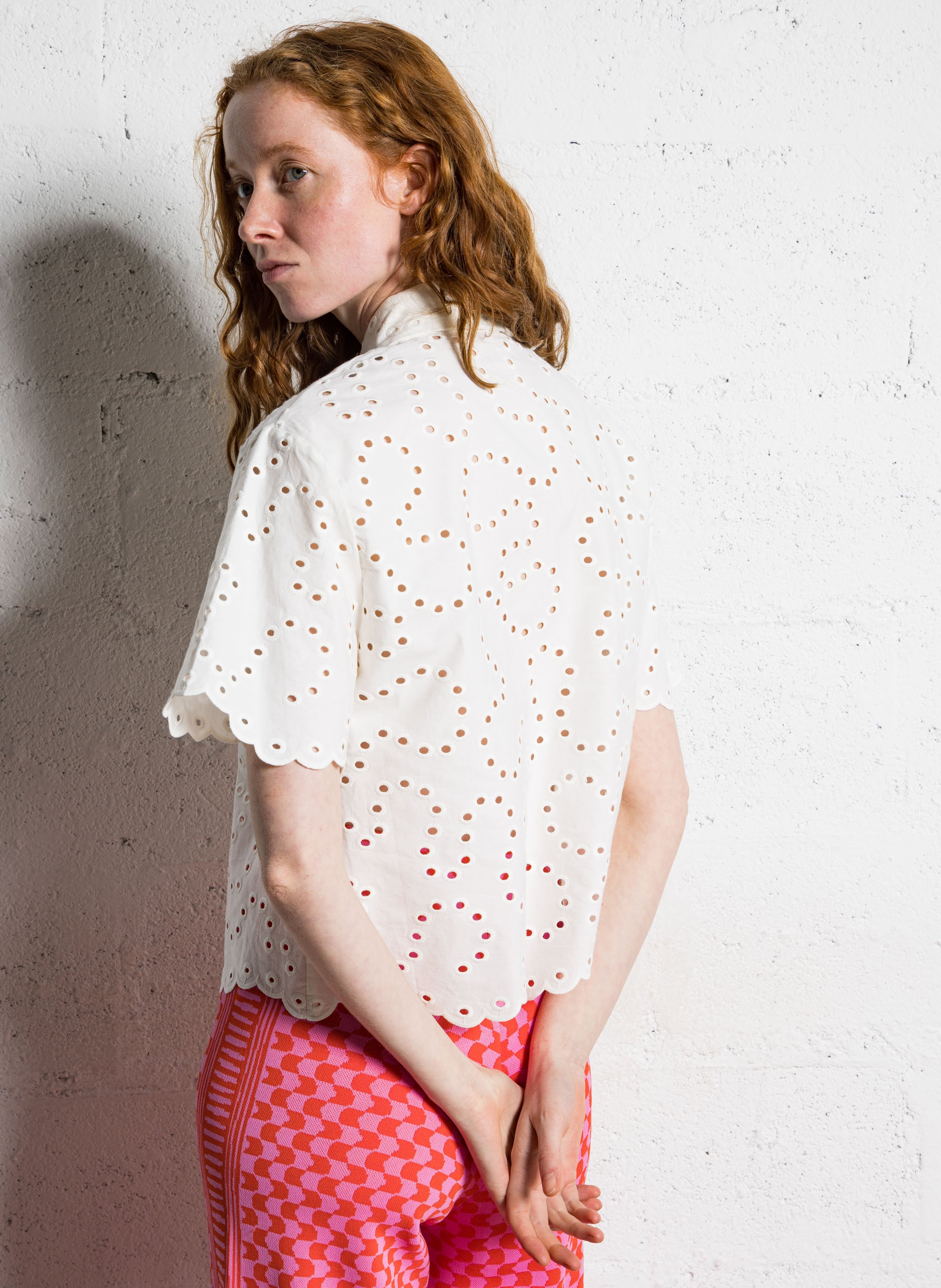 Chemise ample à œillets en coton bio SUNCOO Blanc