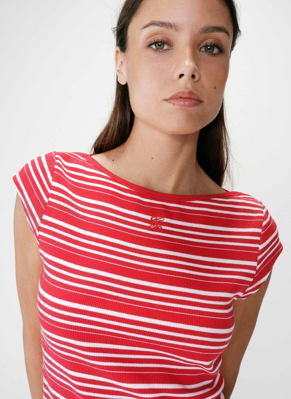 Tee-shirt à rayures col rond GRACE ET MILA Rot