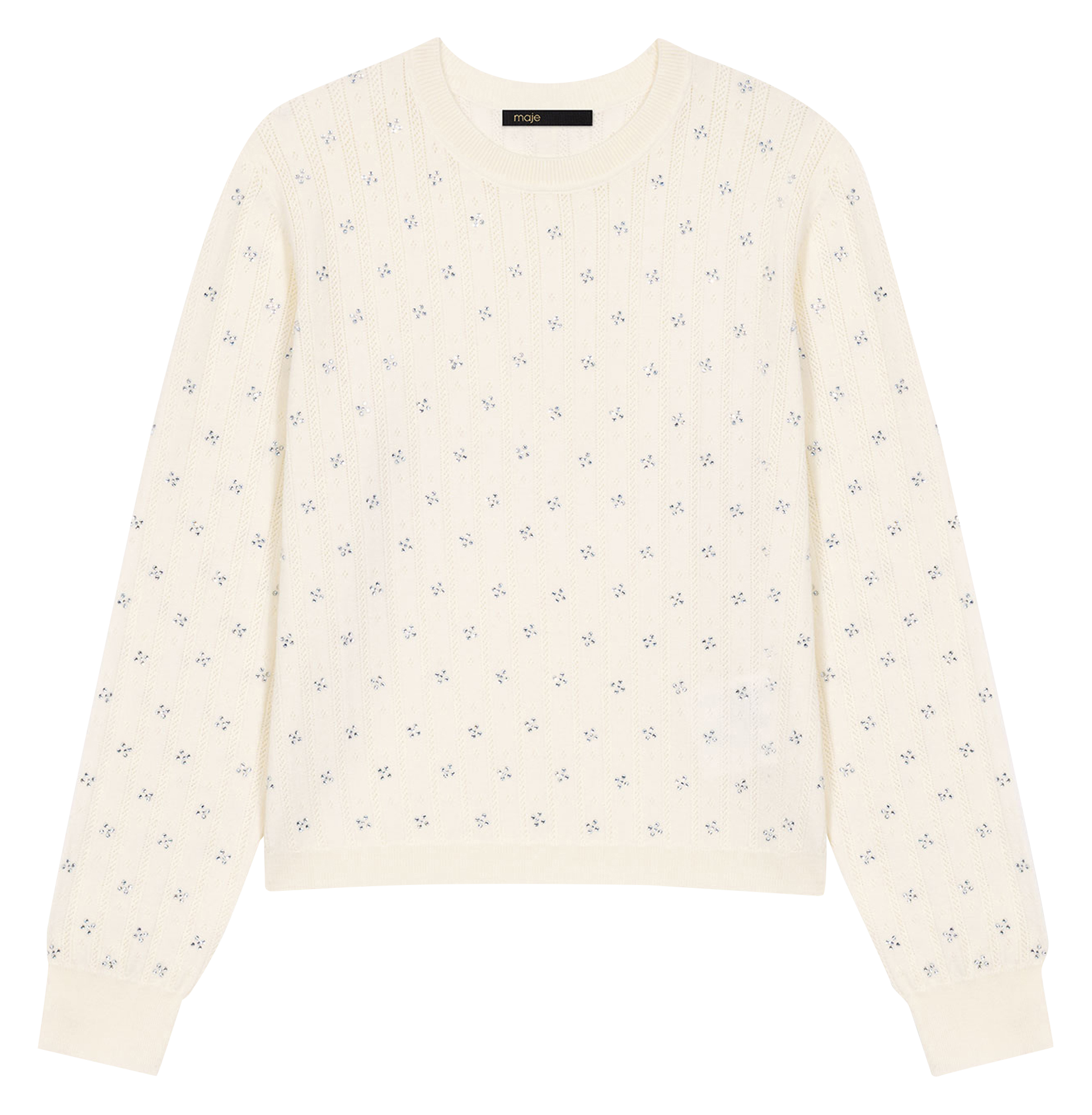 Pull col rond en laine mélangée MAJE Beige