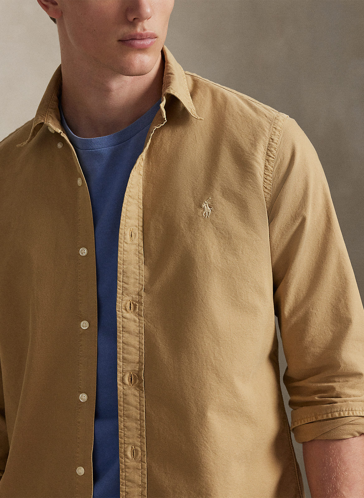 Cotton shirt with classic collar POLO RALPH LAUREN Beige