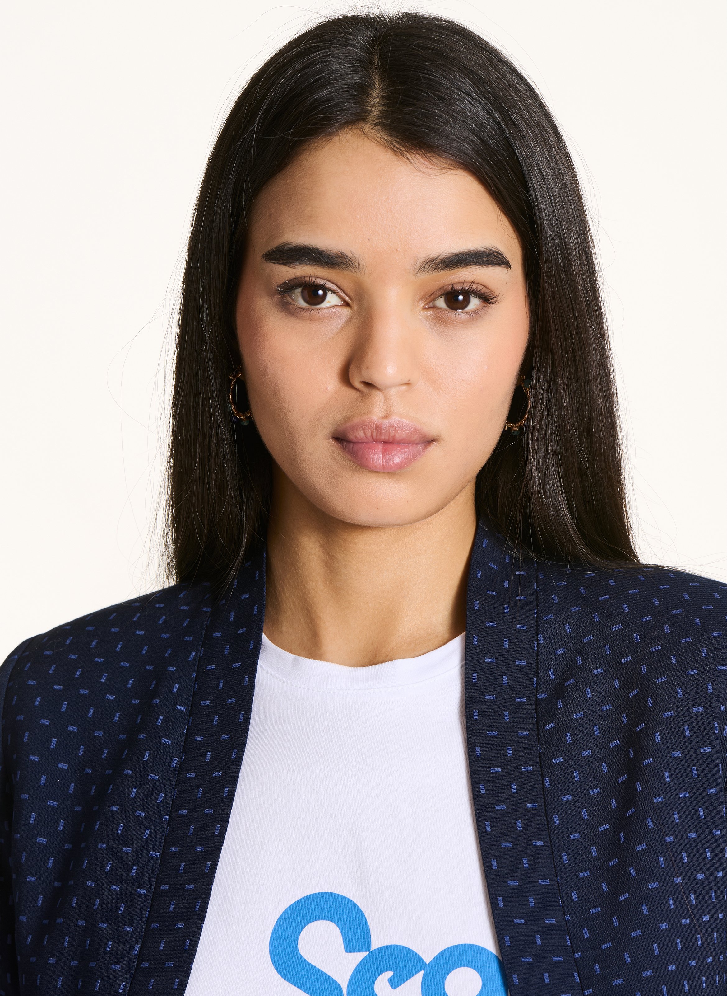 <p>Blazer estampado con cuello chal</p> LA FEE MARABOUTEE Multicolor