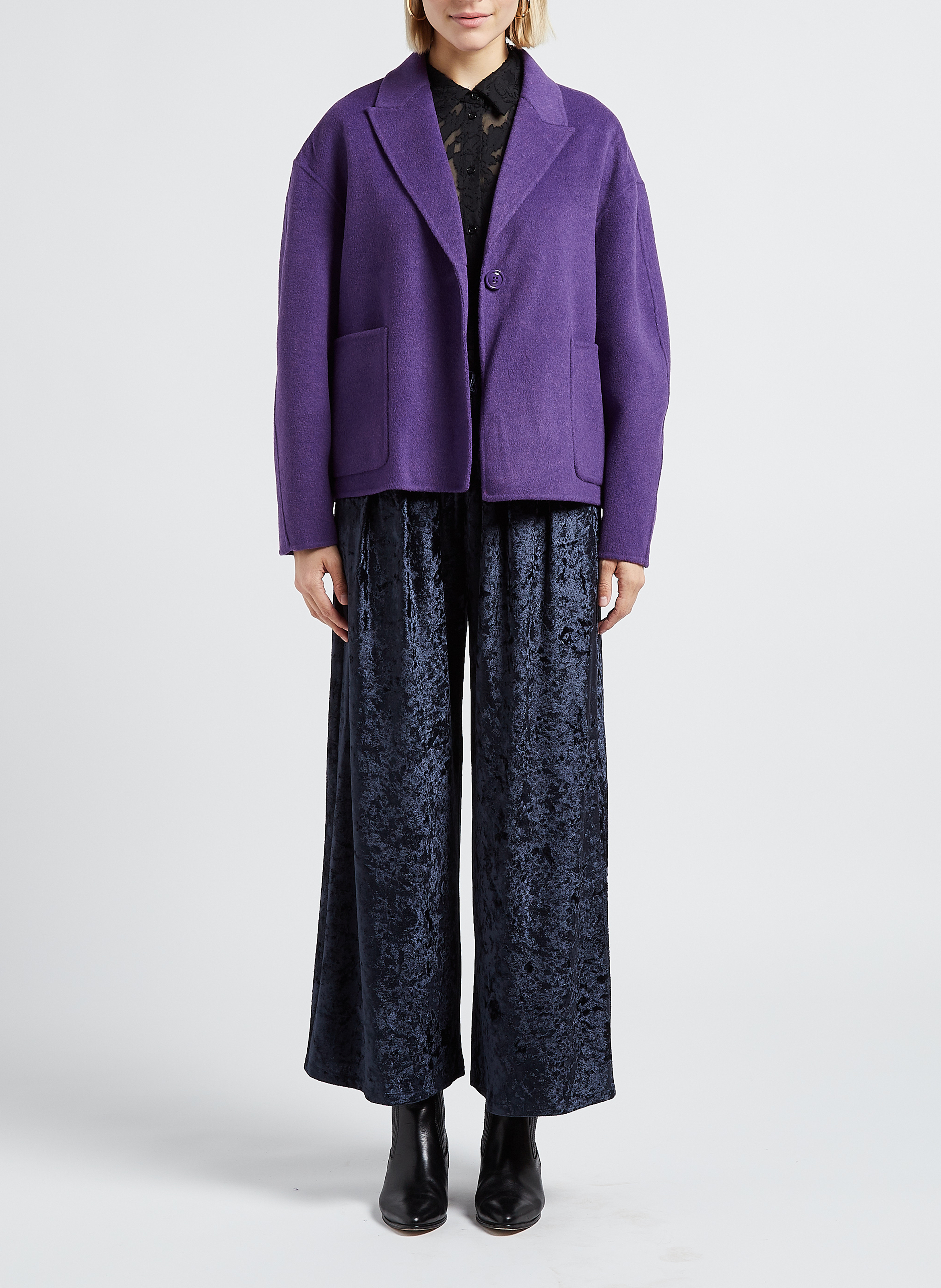 Wide-leg velvet pants THE NEW SOCIETY Blue