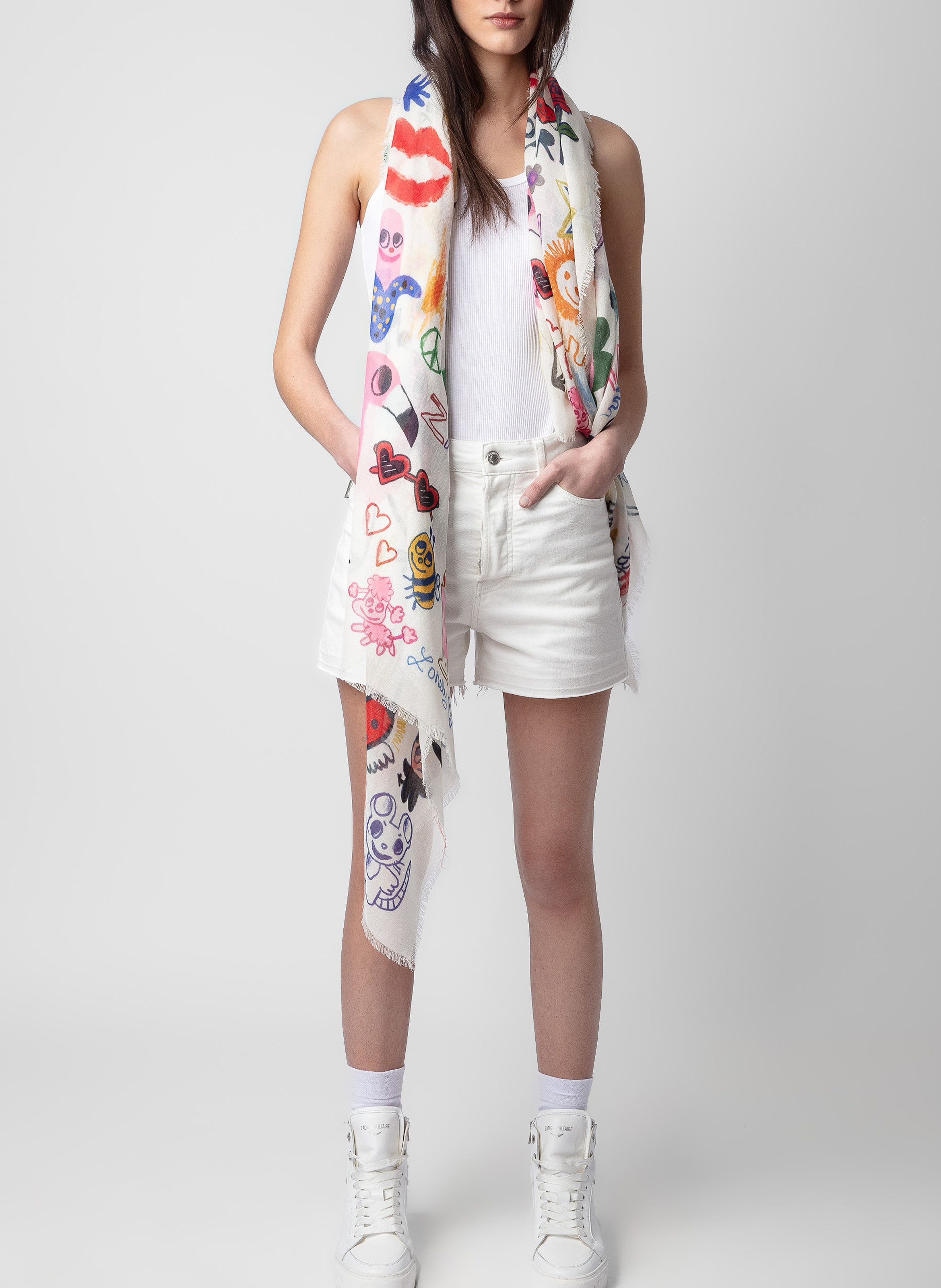 Foulard en coton imprimé ZADIG&VOLTAIRE Blanc