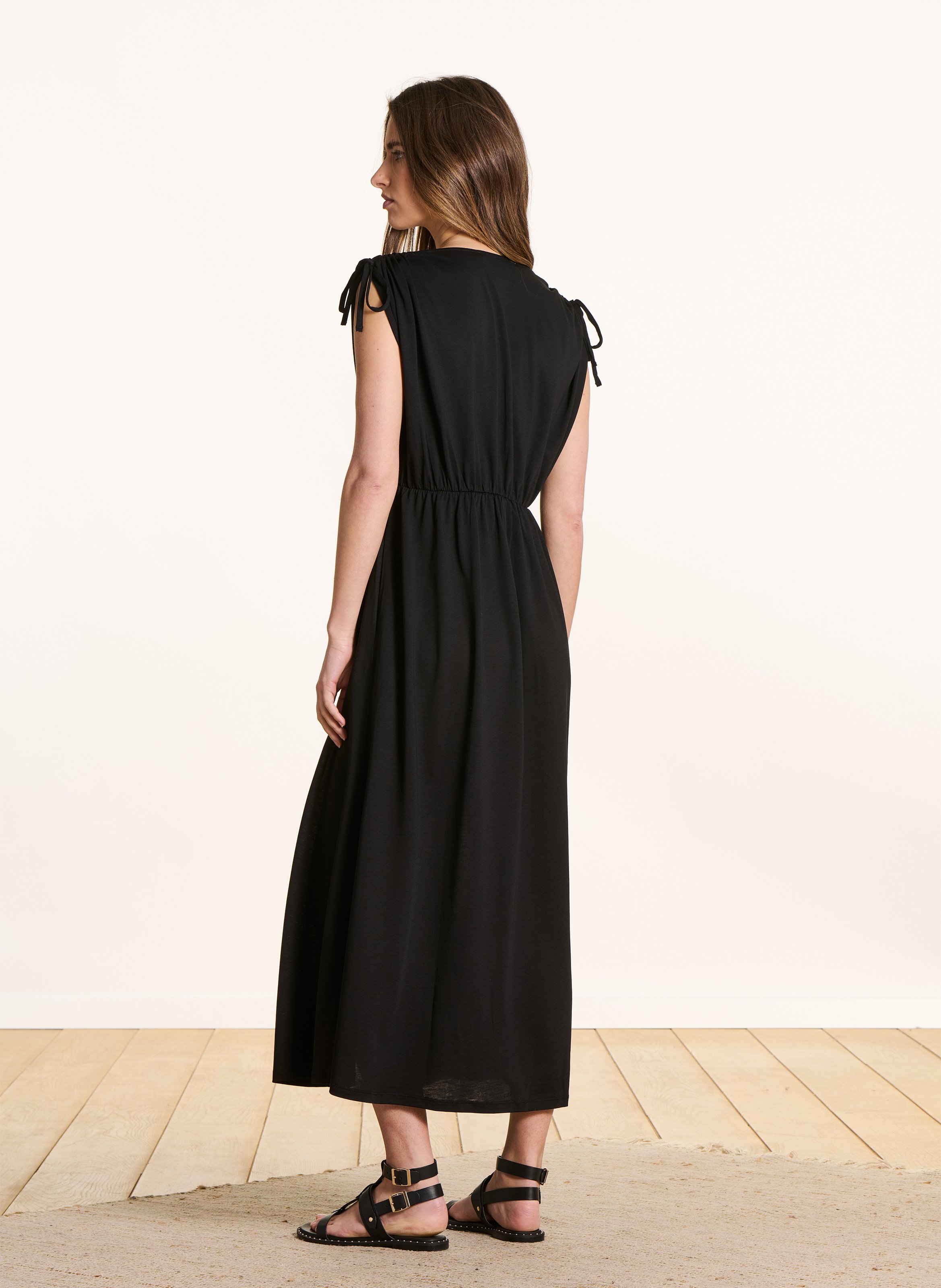 Robe longue col v LA FEE MARABOUTEE Noir