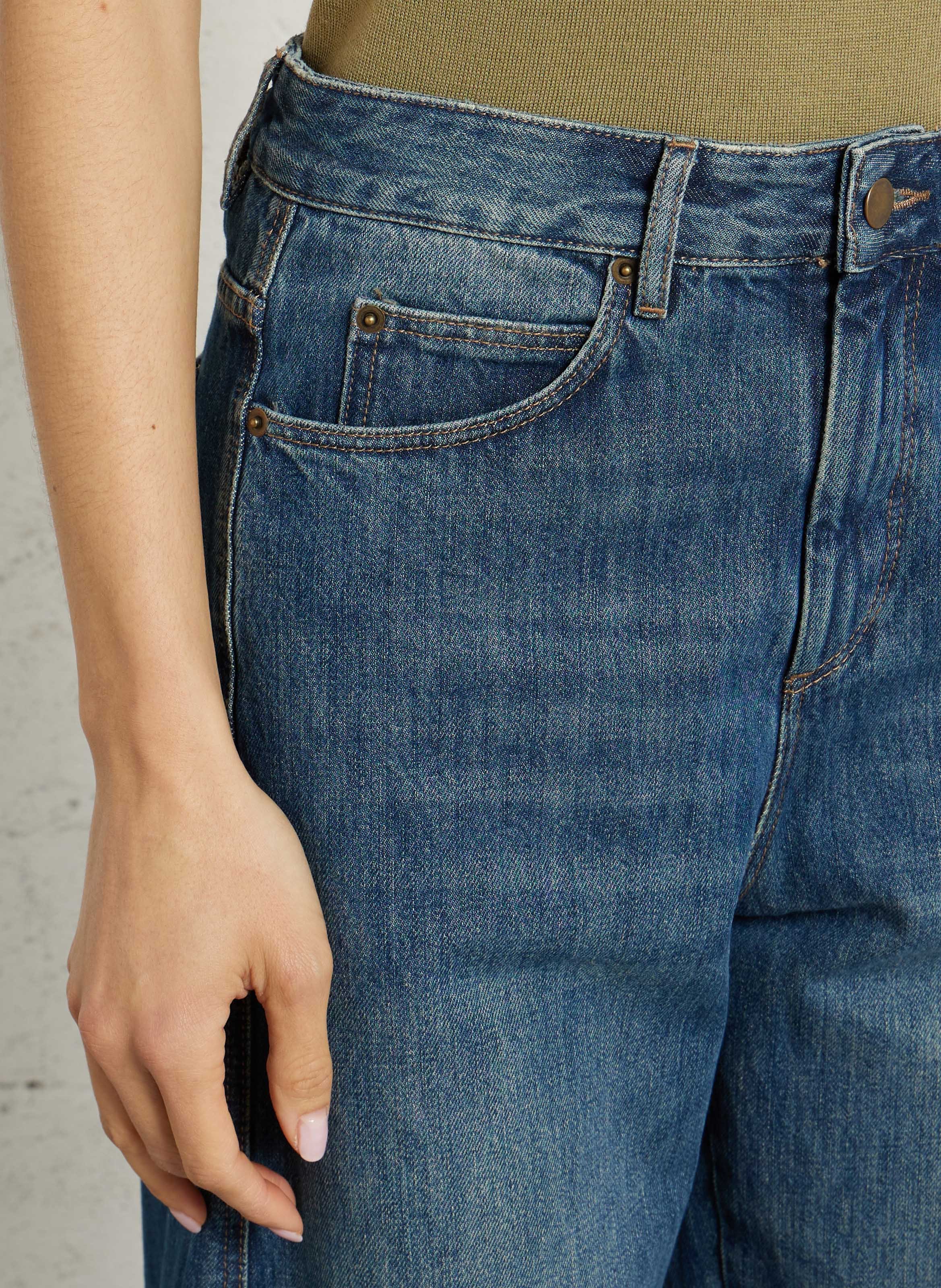 Farbige Straight Cut Jeans mit 5 Taschen SOEUR Blau