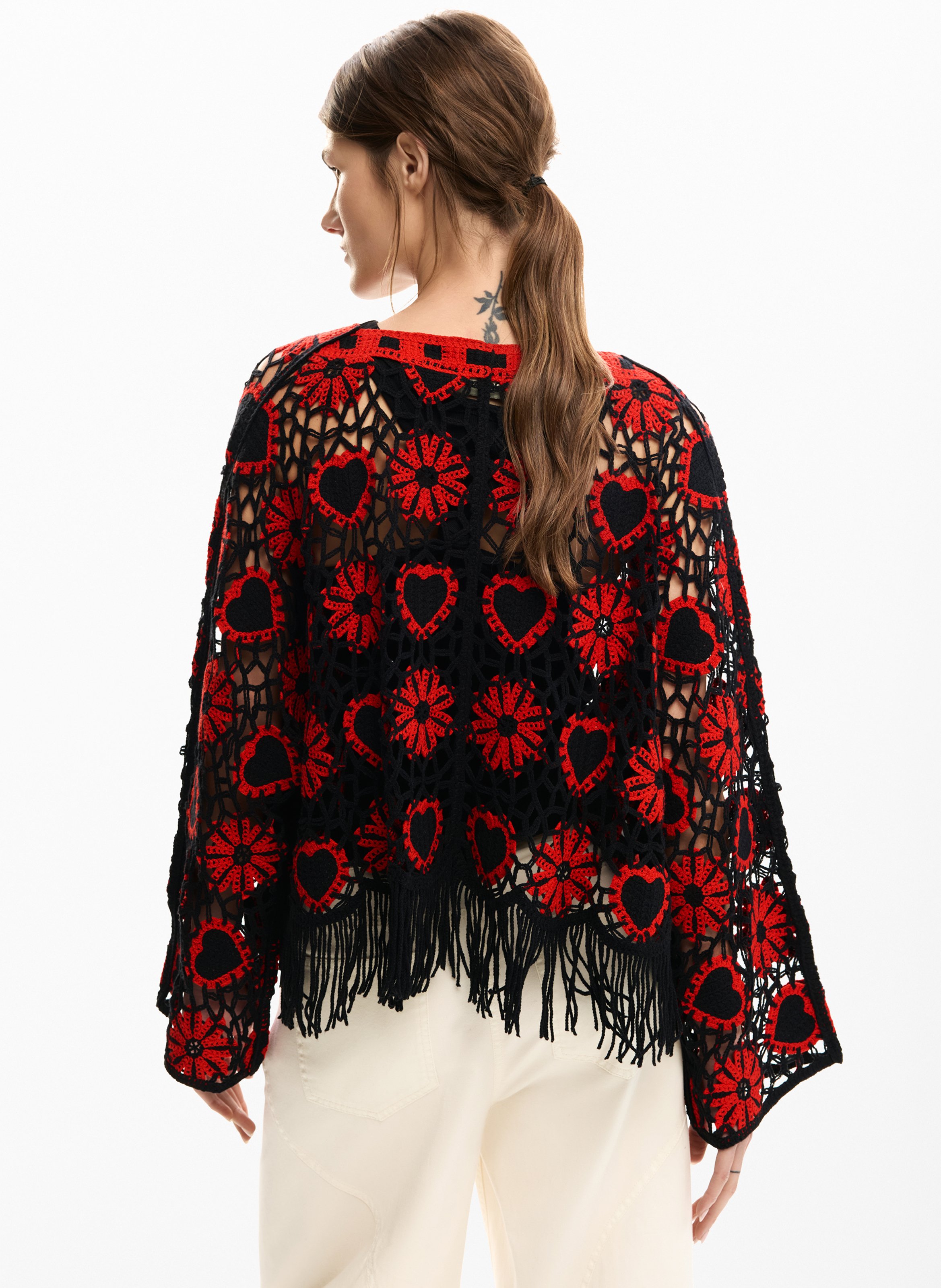 Top col rond à imprimé floral DESIGUAL Noir