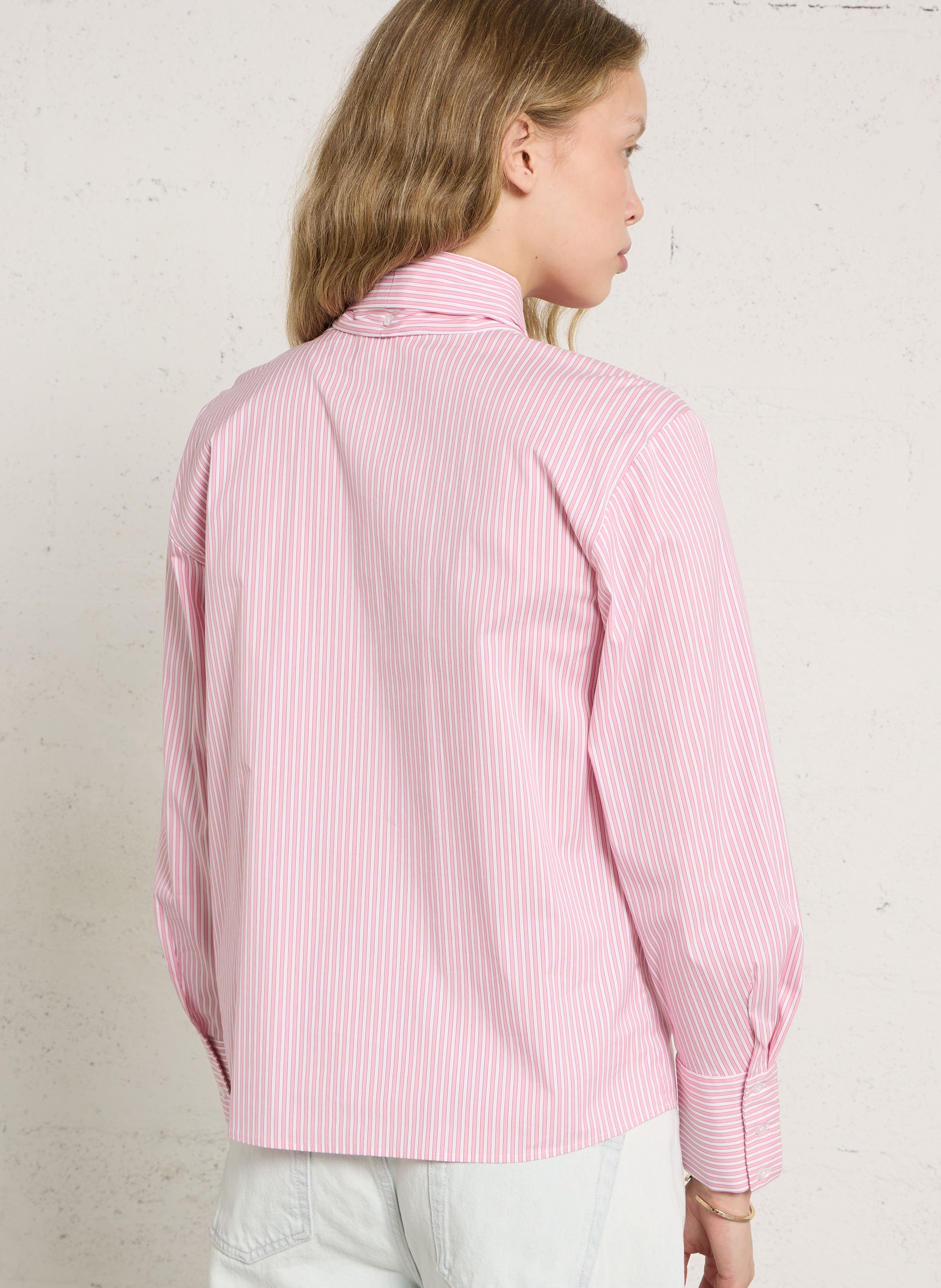 Chemise à rayures col lavallière MAISON 123 Rose