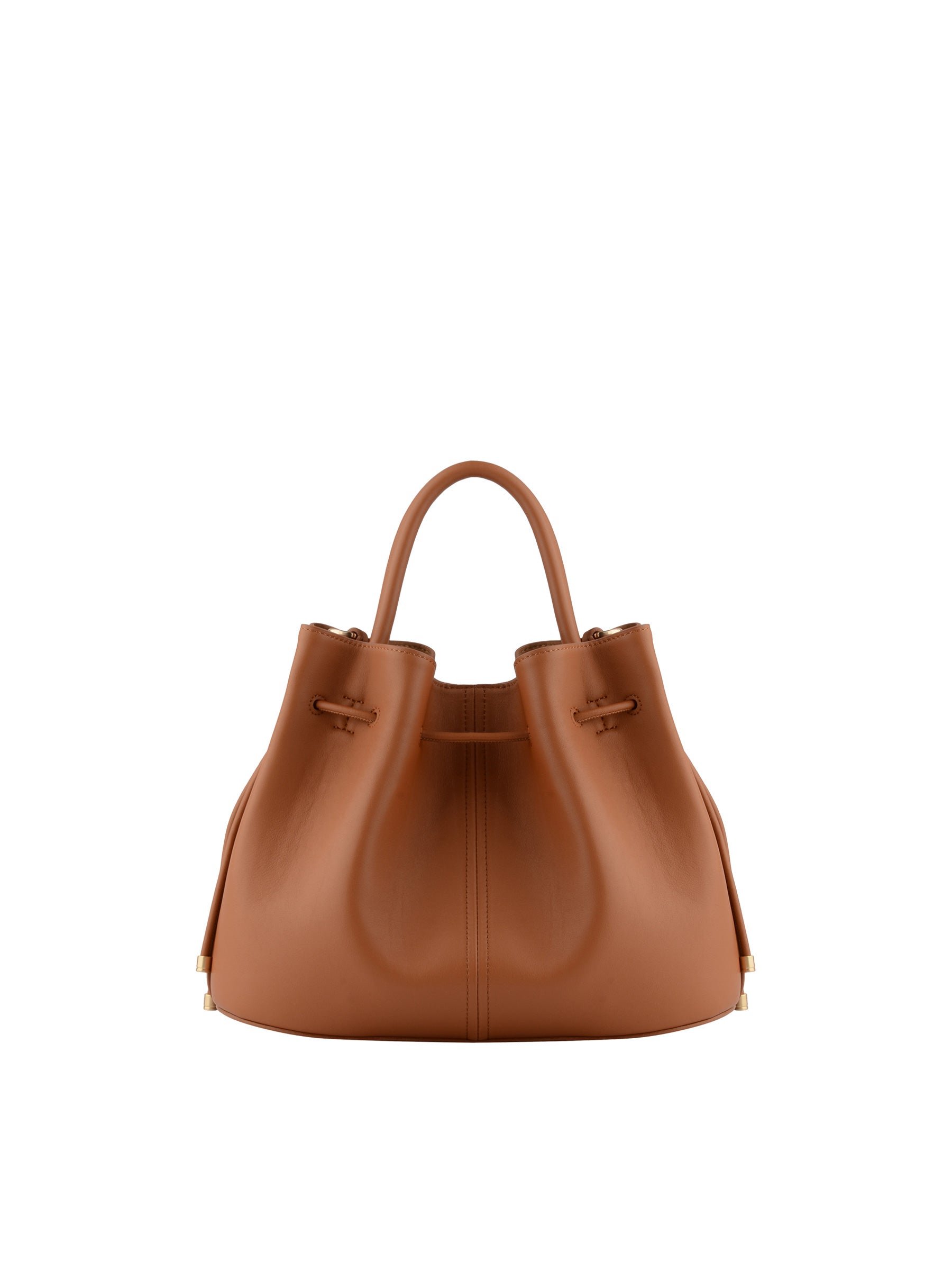 Calfskin leather handbag POURCHET Brown