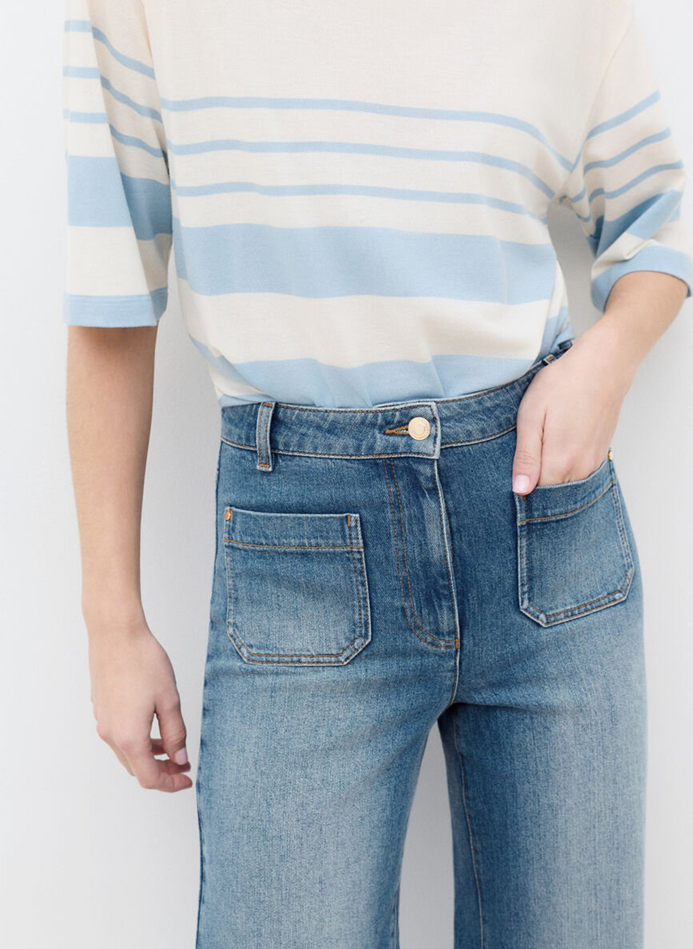 Jean flare en coton mélangé CAROLL Bleu