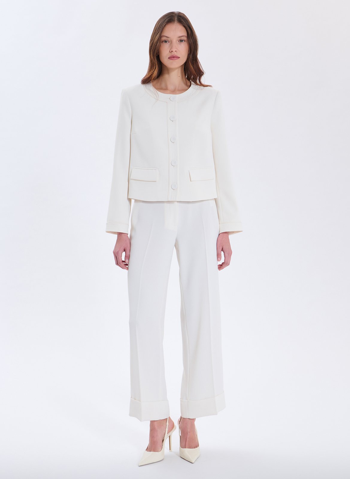 Chaqueta recta con cuello redondo ZAPA Blanco