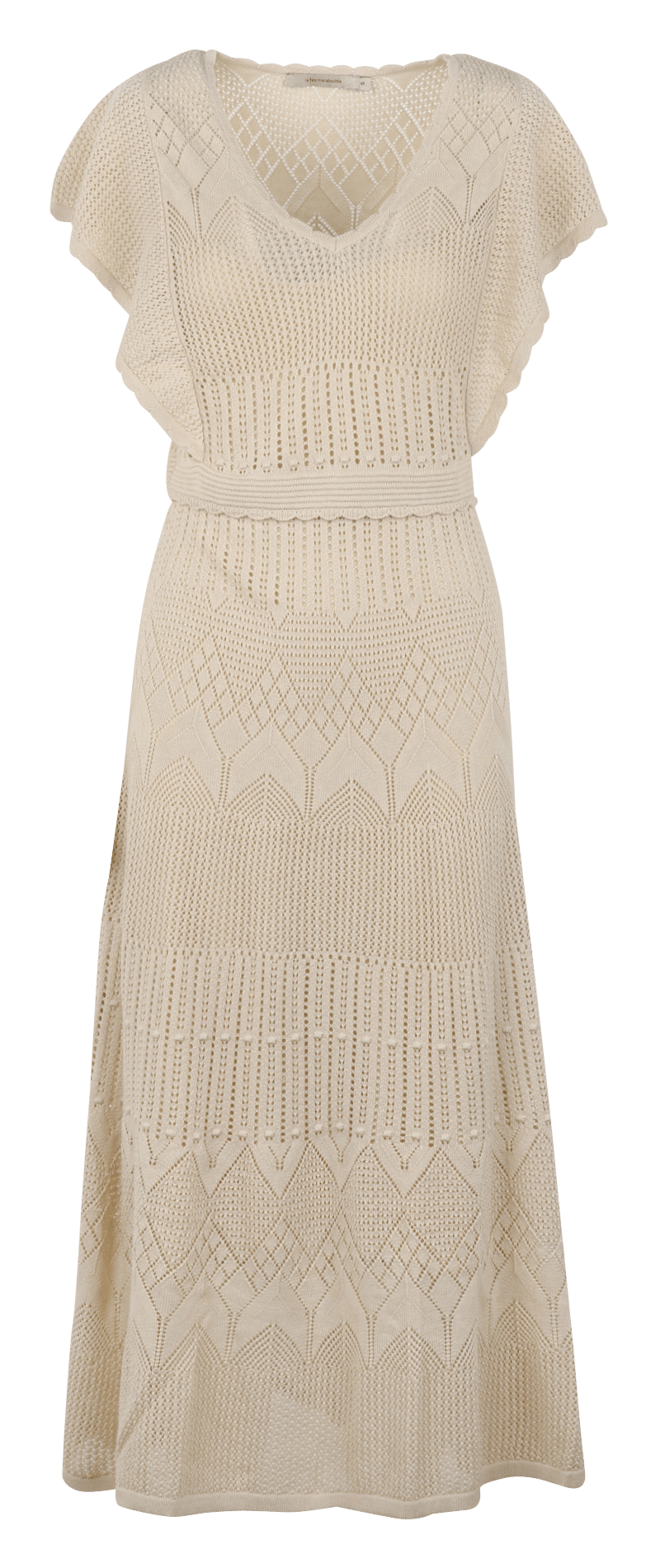 Robe midi col v  LA FEE MARABOUTEE Beige