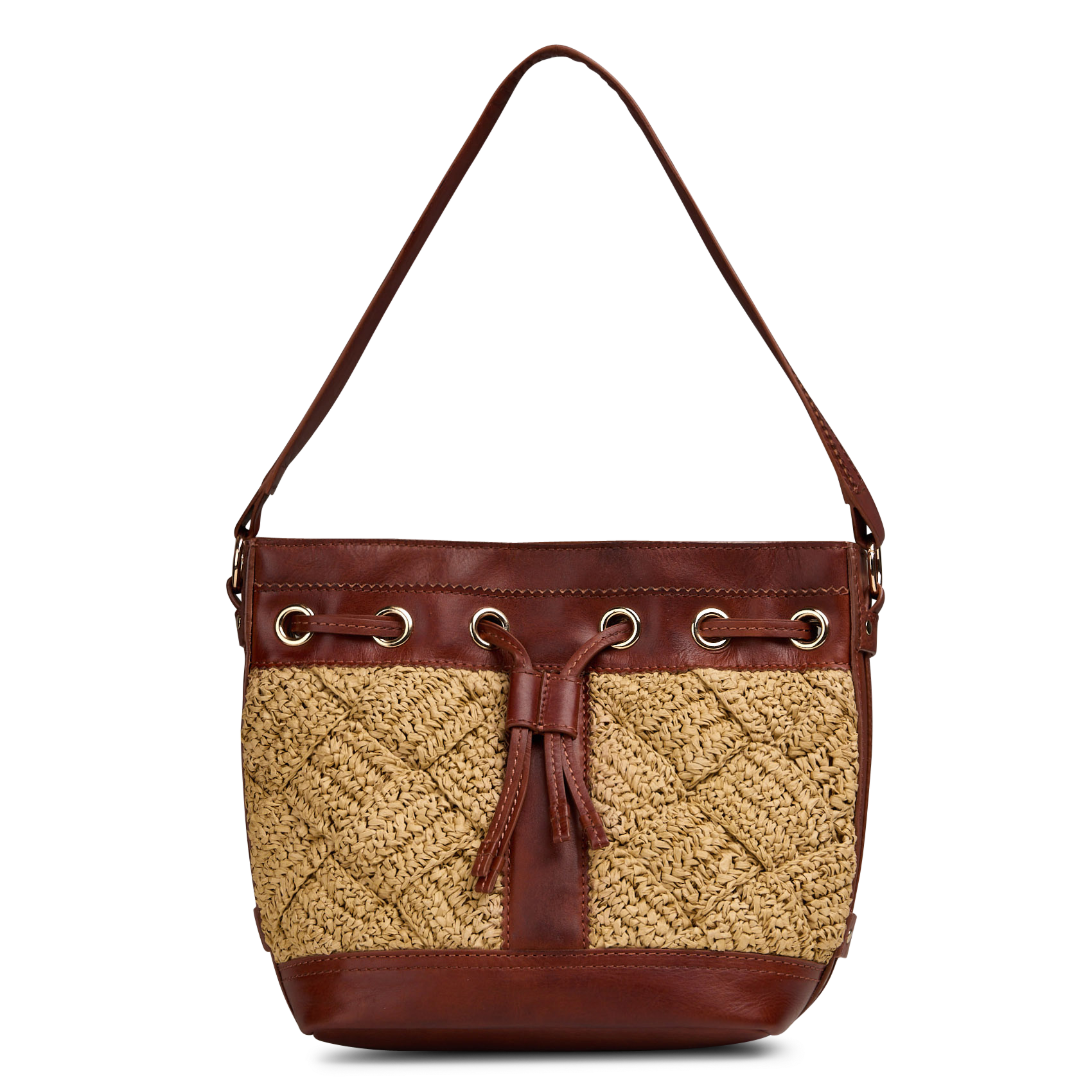 Buideltas van raffia en leer MAISON 123 Wit