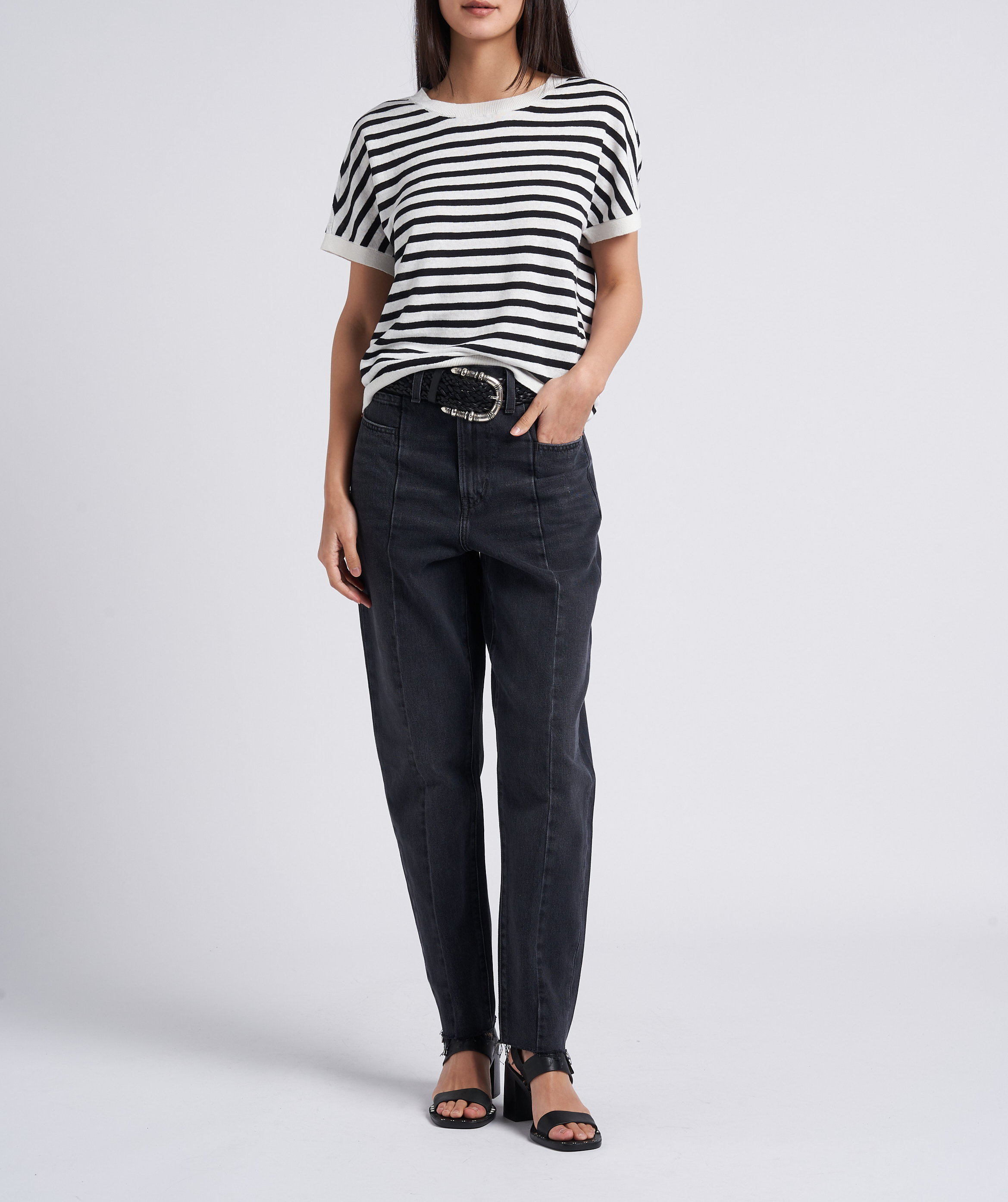 Katoenen mom-fit jeans met hoge taille LEVI'S Zwart