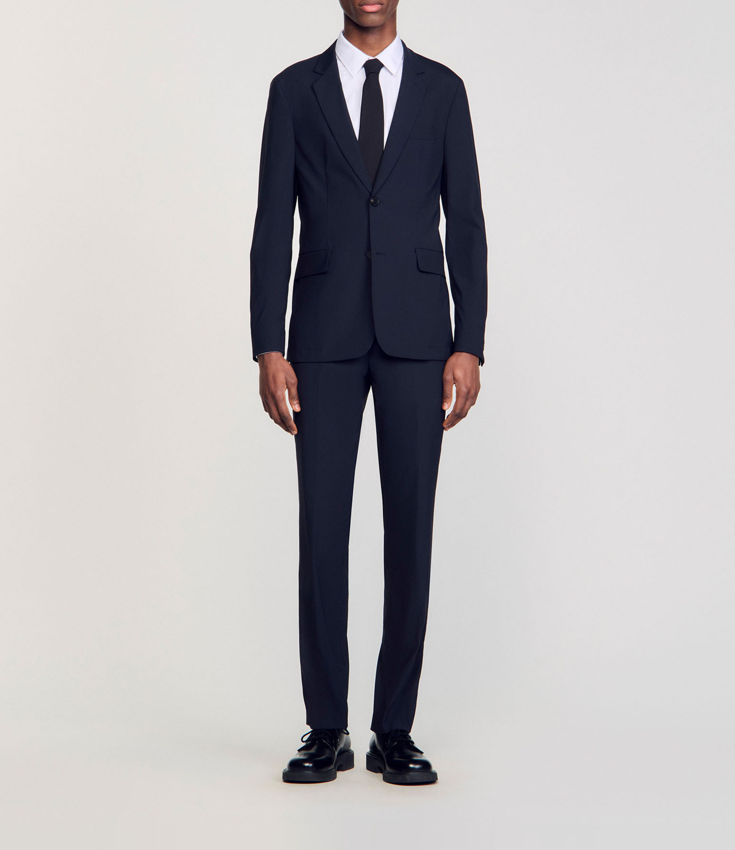 Veste de costume droite en laine mélangée SANDRO Bleu