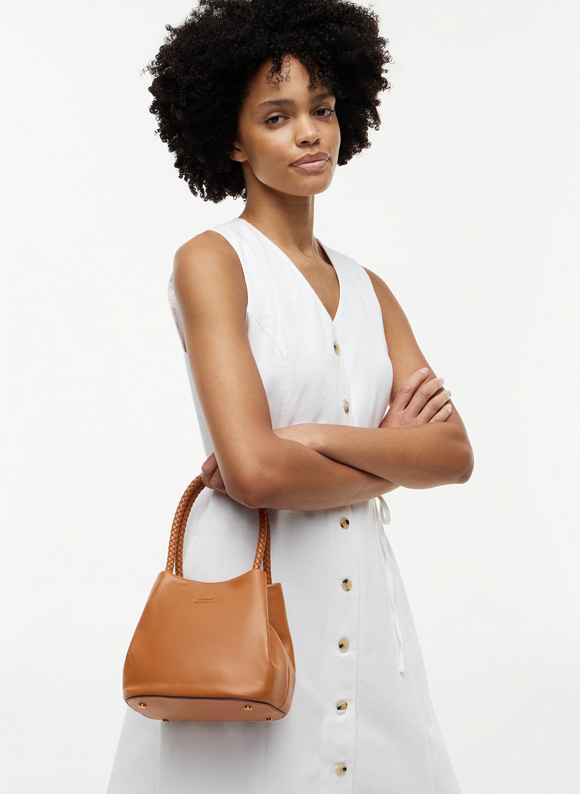 Mini sac seau en cuir TOMMY HILFIGER Marron