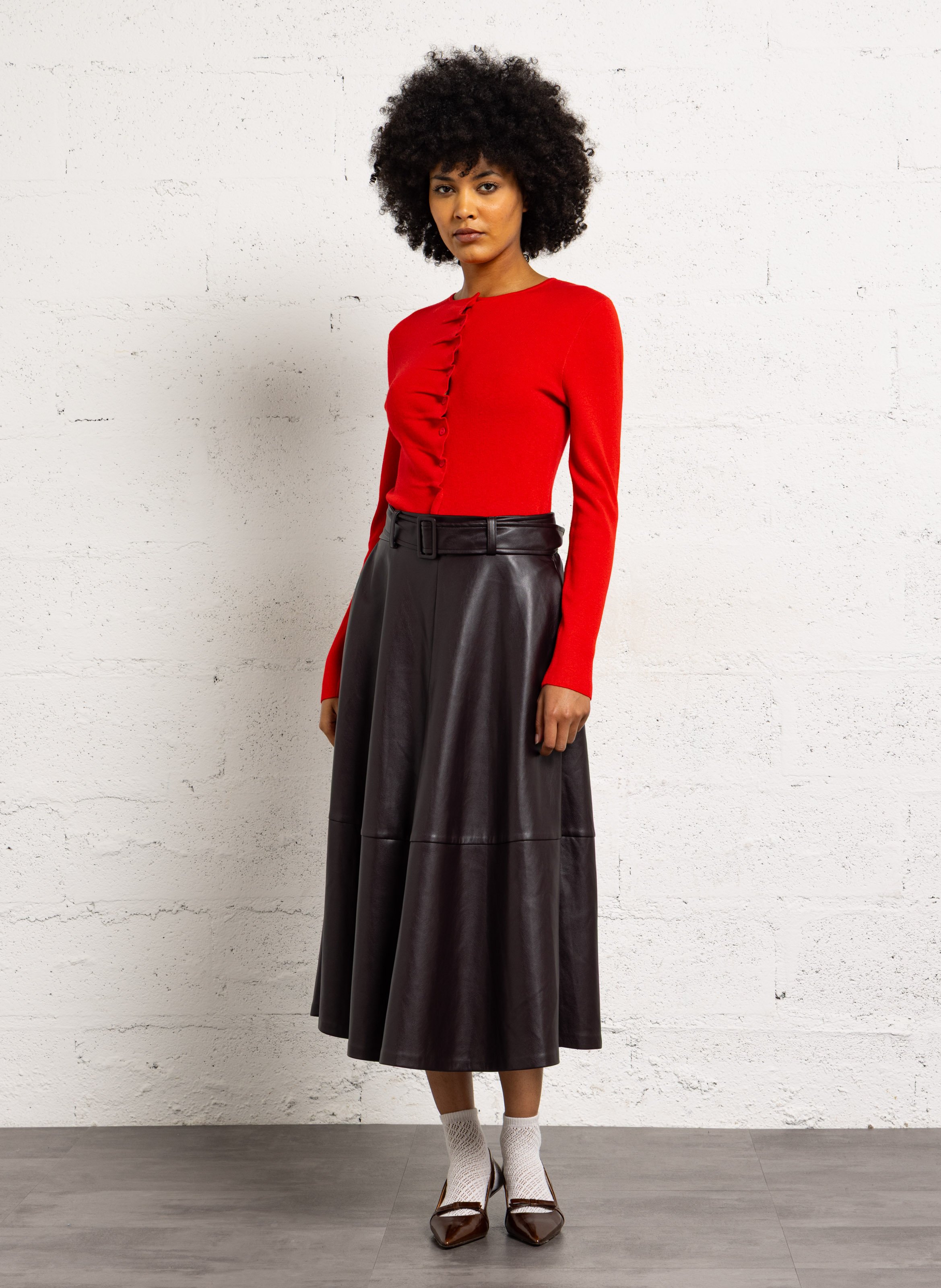 Round-neck cardigan SUNCOO Red