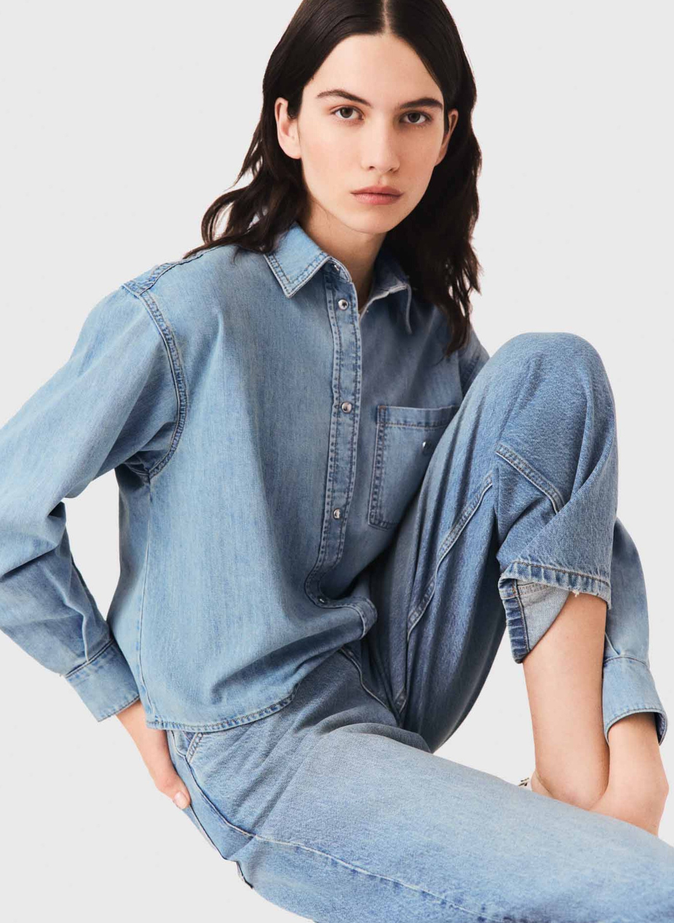Chemise oversize en coton MAJE Bleu