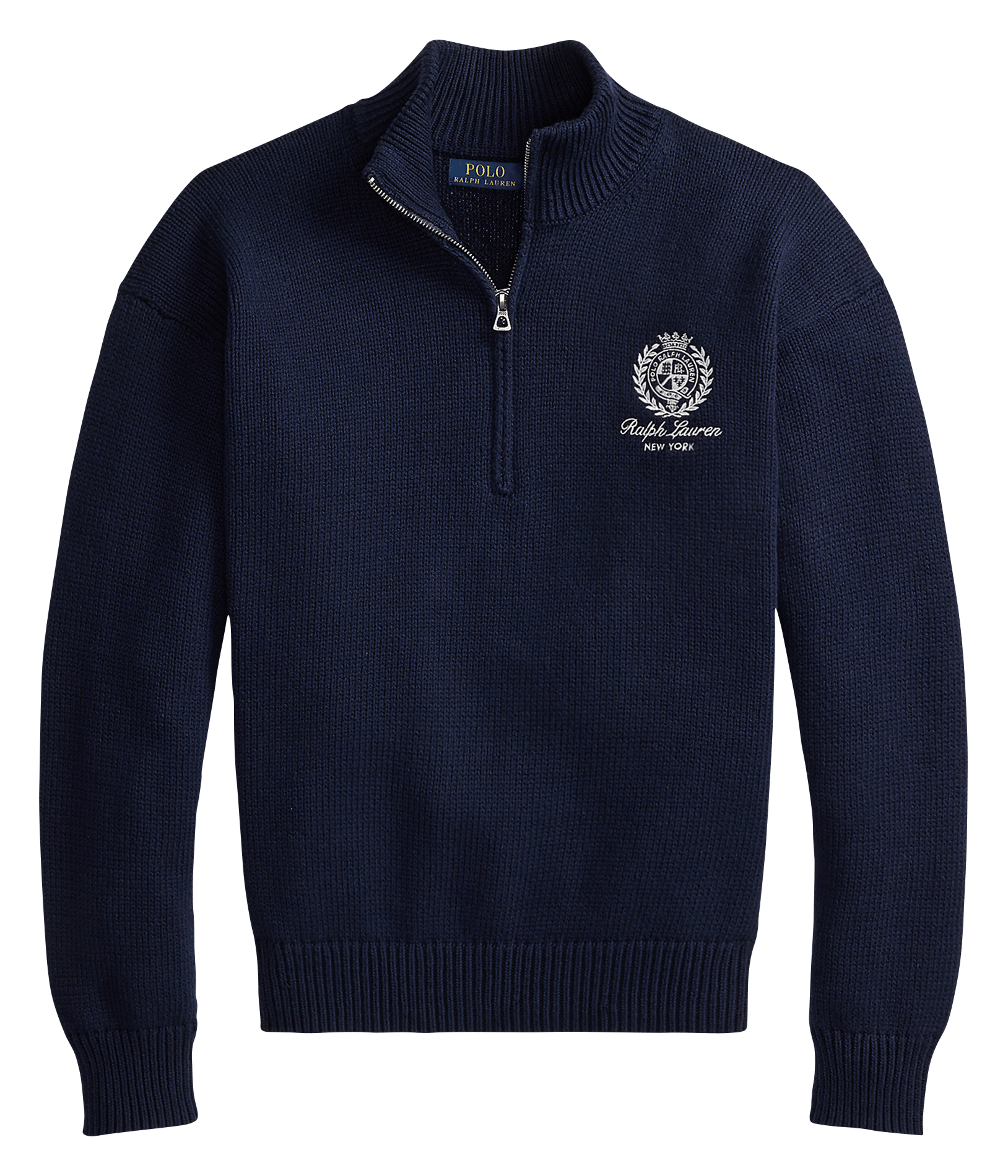 Pullover mit Stehkragen und Reißverschluss in Uni-Farbe POLO RALPH LAUREN Blau