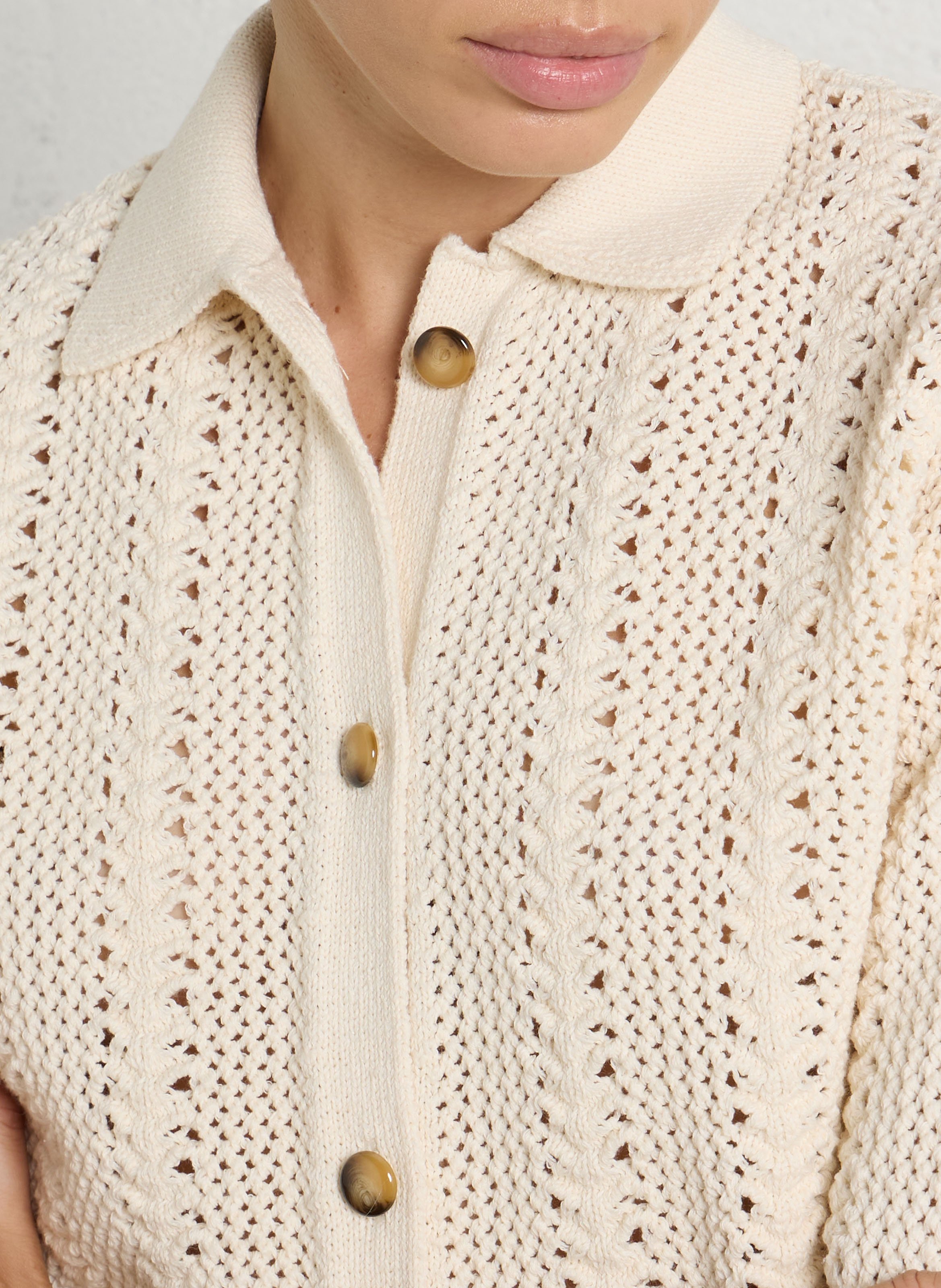 Short-sleeved cotton-blend sweater MAISON 123 Beige