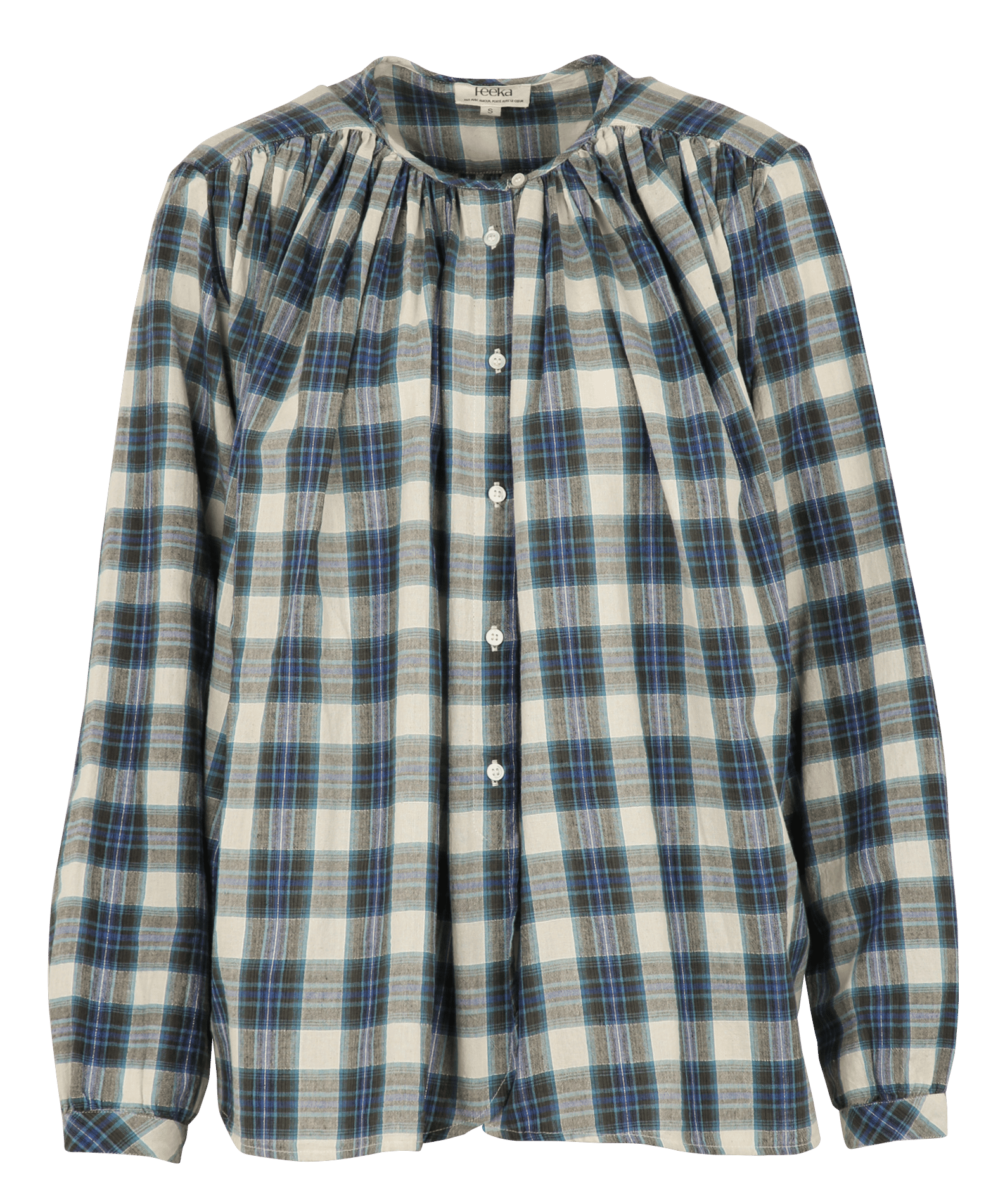 Round-neck cotton-blend shirt FEEKA Blue