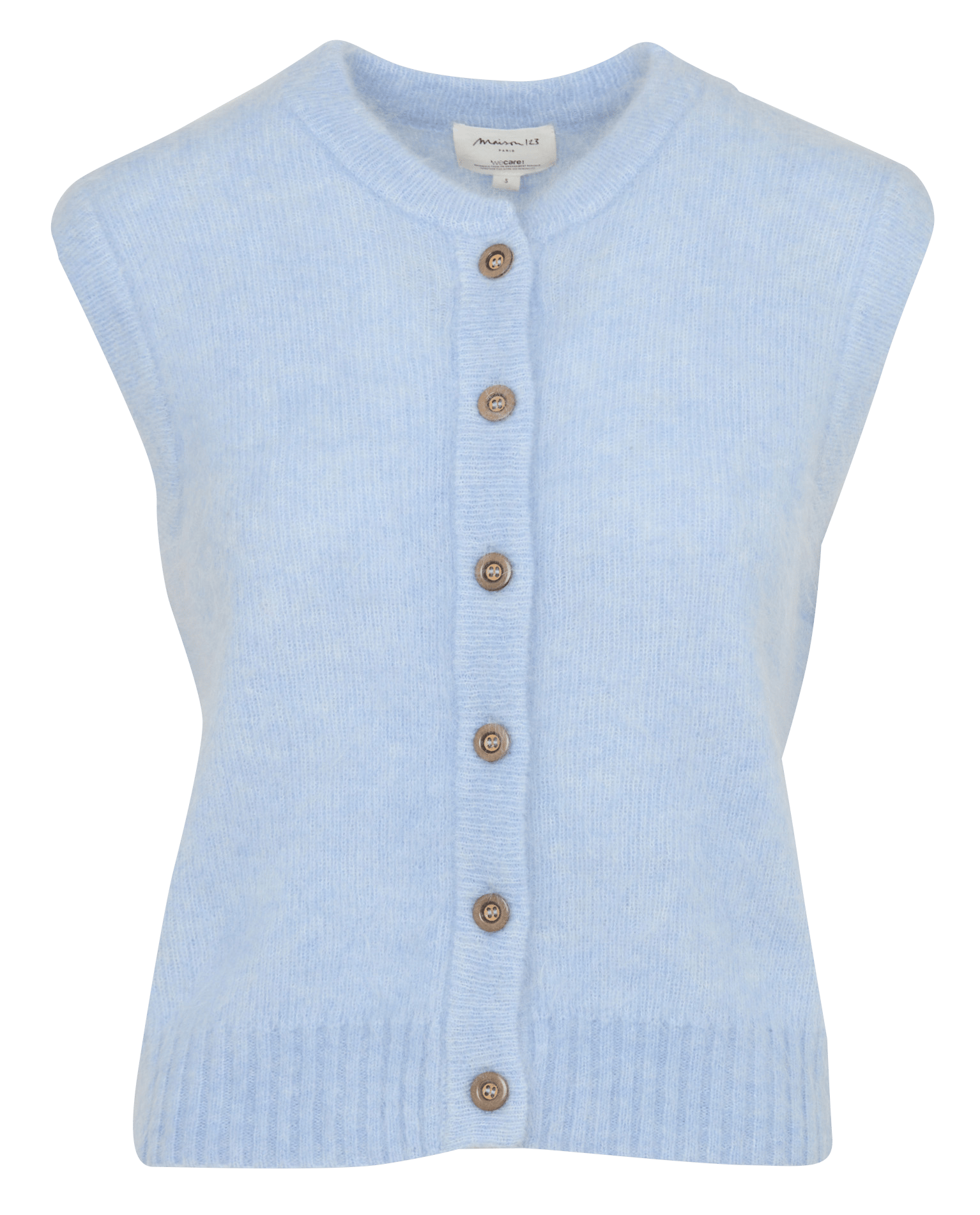 Gilet sans manches droit col rond en mohair mélangé MAISON 123