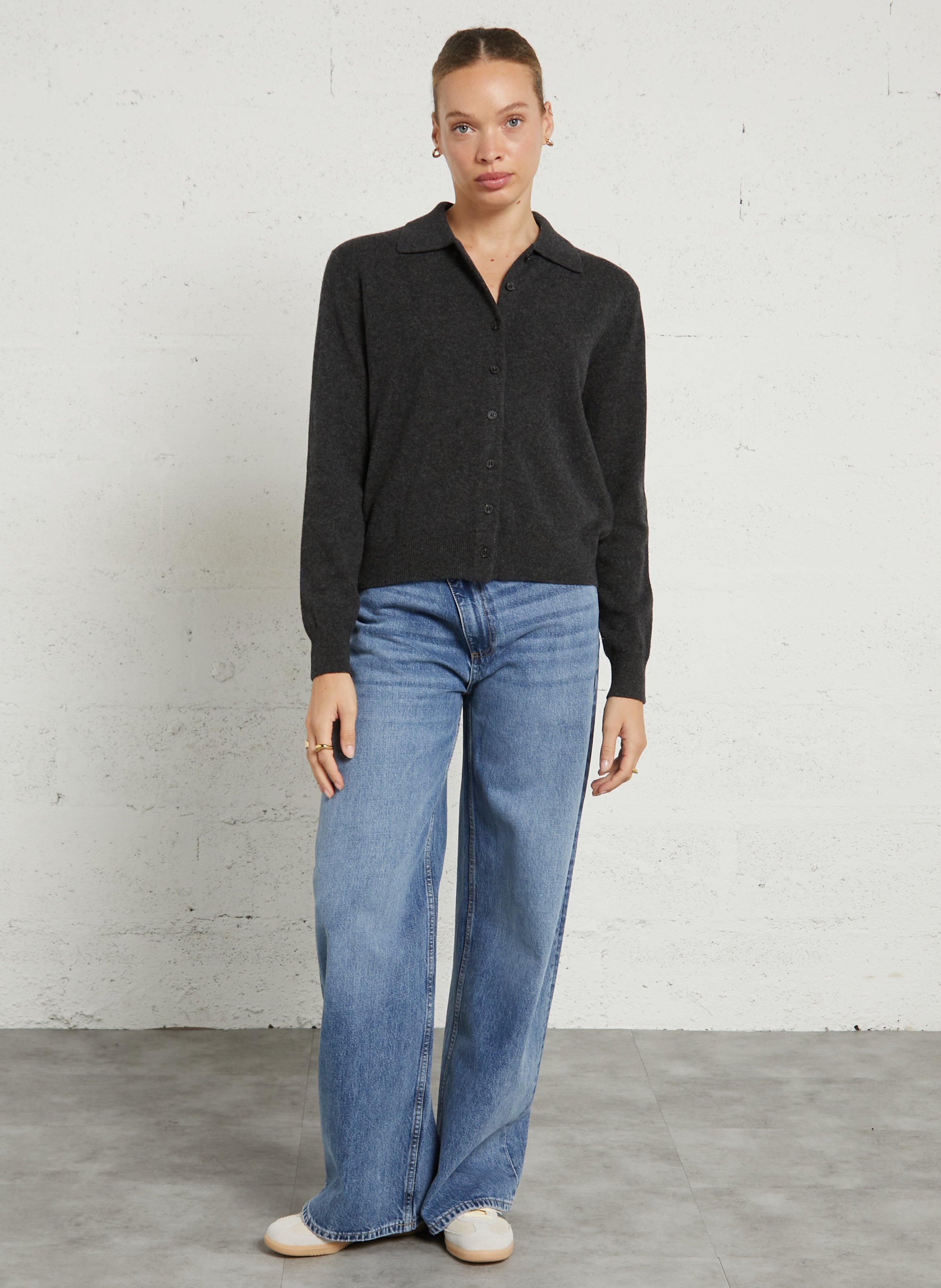 Cardigan droit en mohair JC SOPHIE Gris