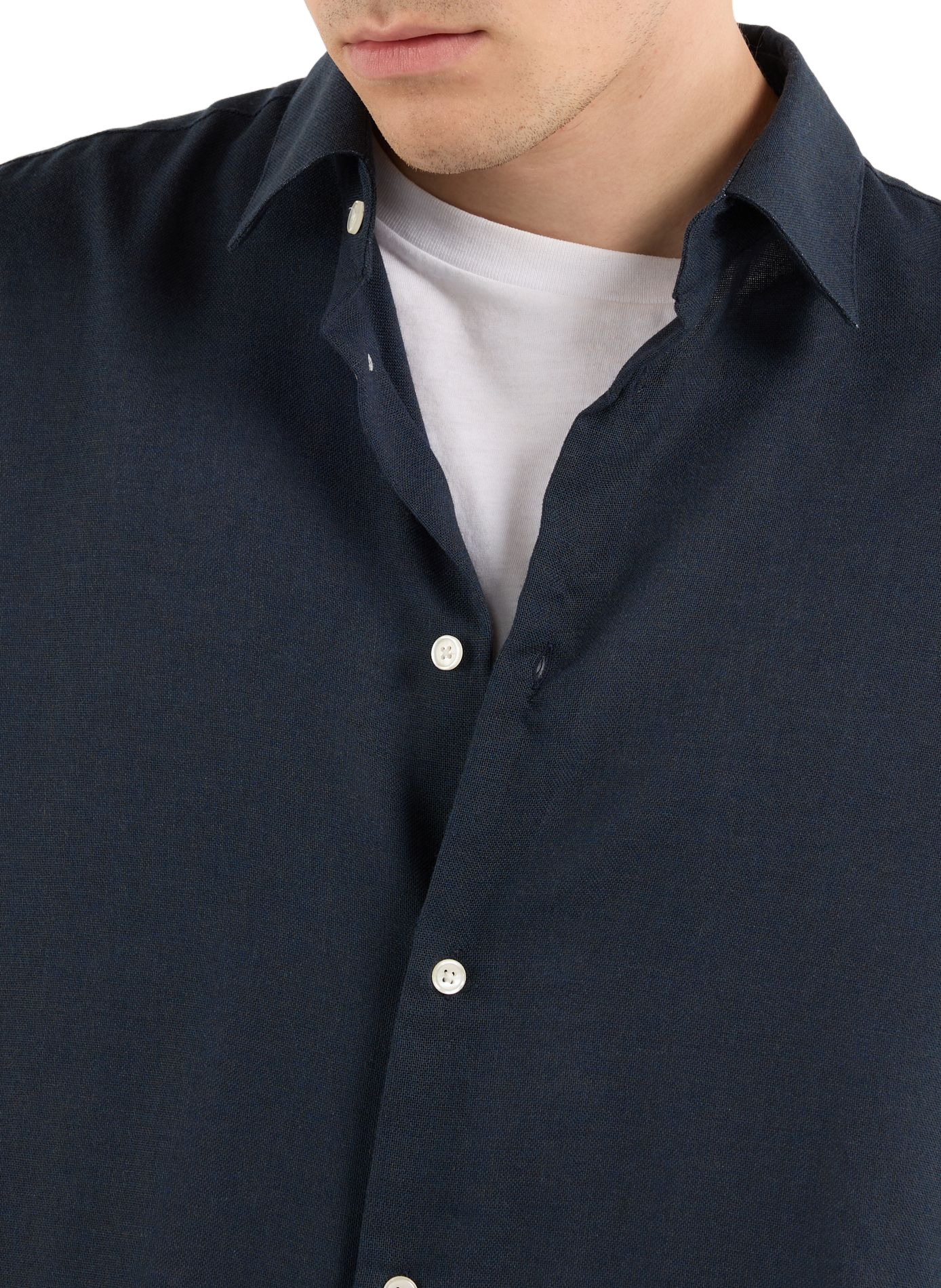 Solid straight button-up shirt SAISON 1865 Blue
