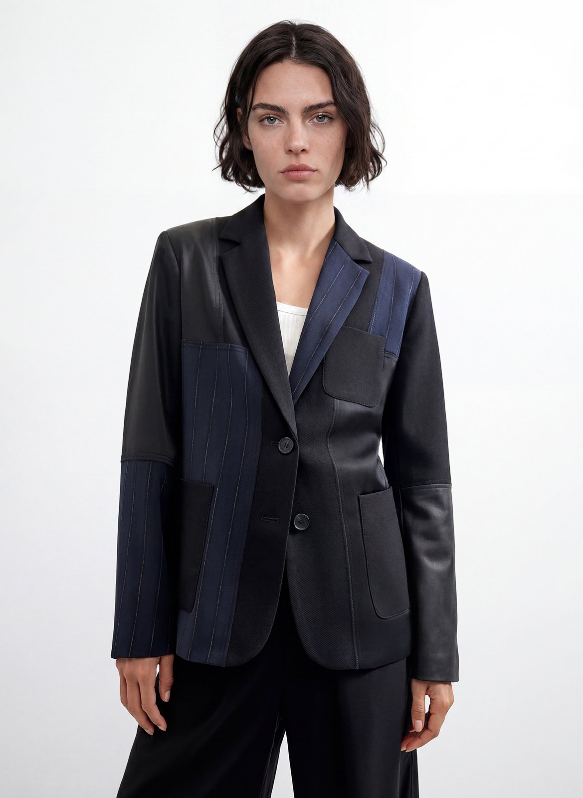 Veste col tailleur effet patchwork DESIGUAL Bleu