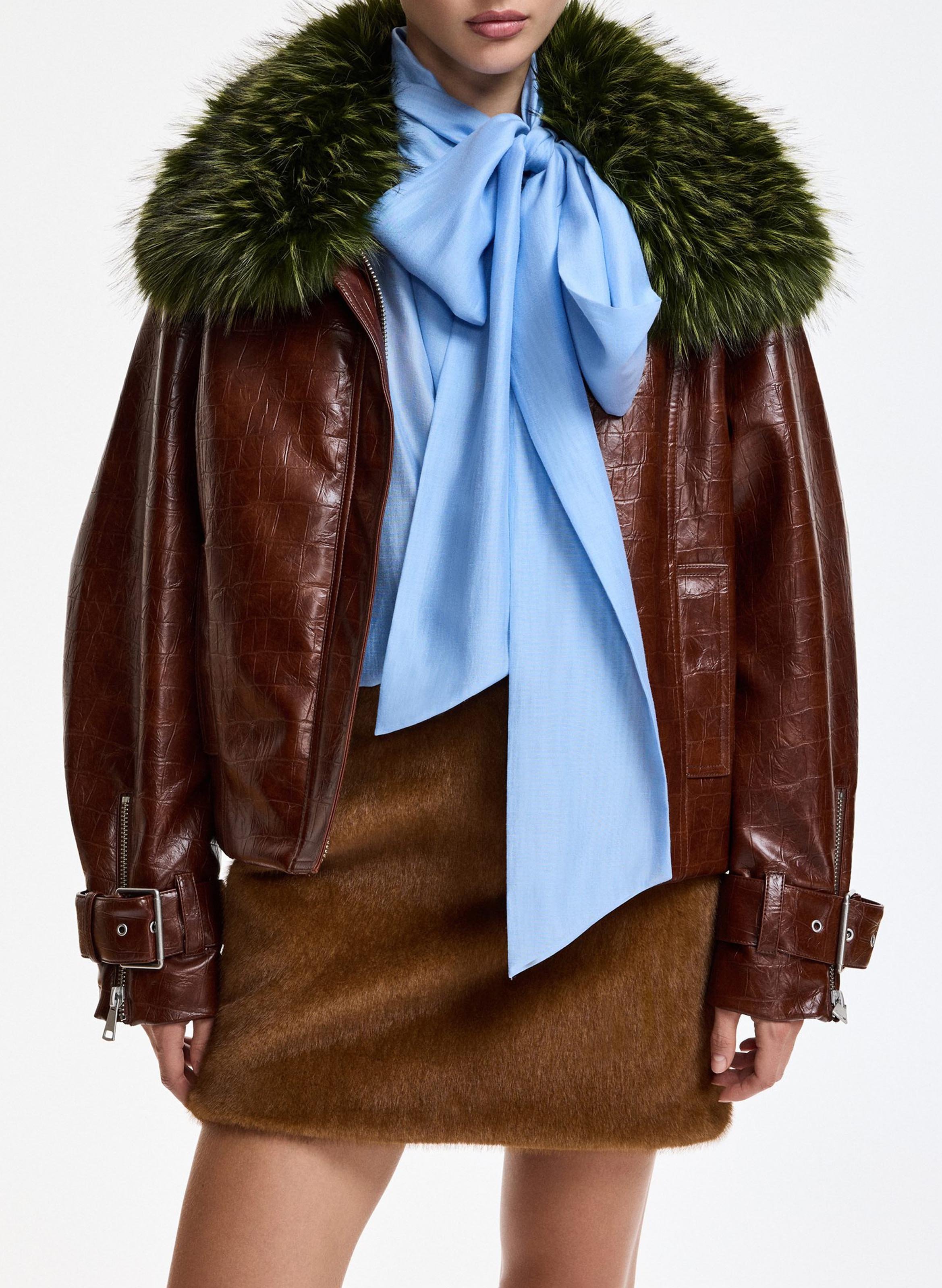 Chaqueta oversize con cuello de piel sintética ESSENTIEL ANTWERP Marron
