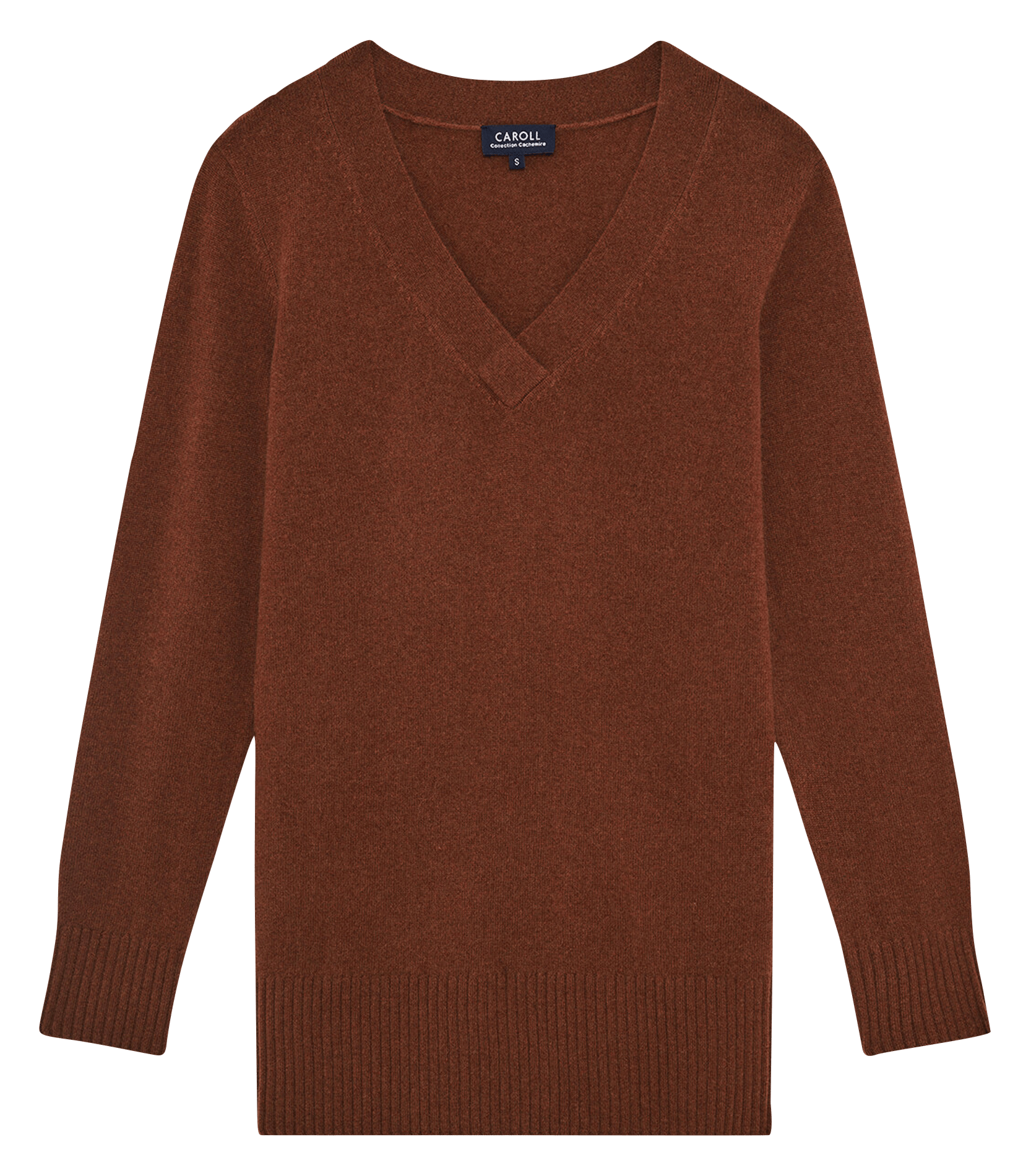 Pull col V en cachemire  CAROLL Marron