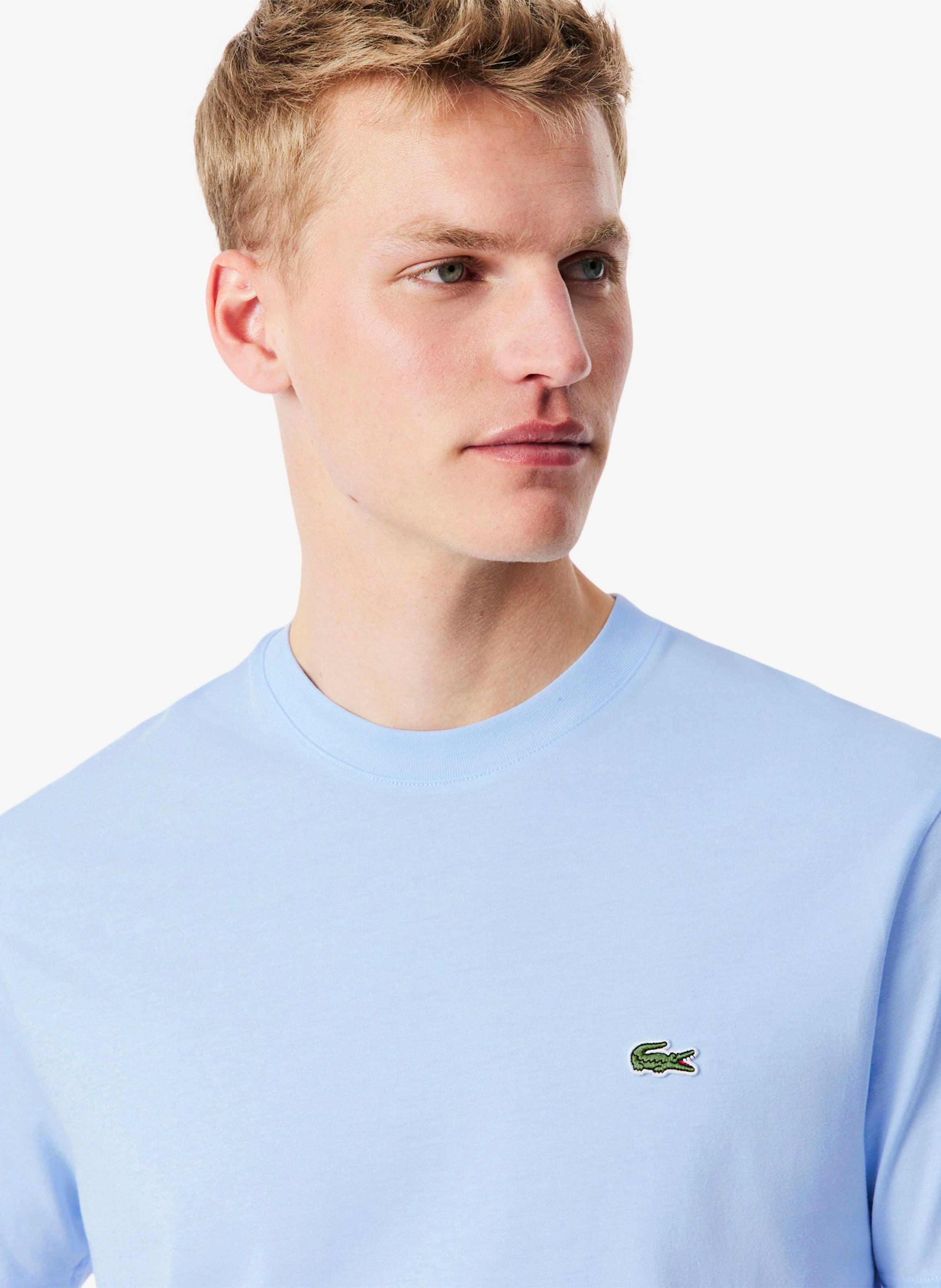 Einfarbiges T-Shirt mit Baumwolllogo LACOSTE Blau