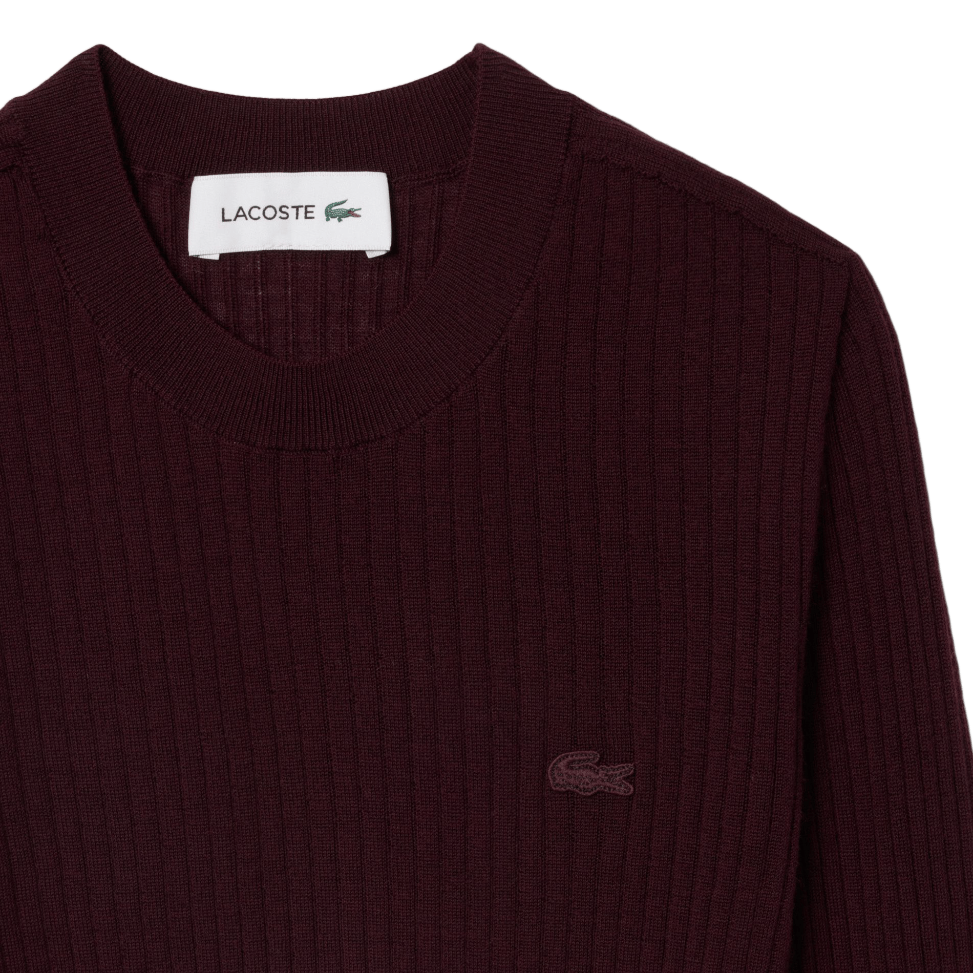 Eng anliegender Rundhalsausschnitt-Pullover aus gerippter Wolle LACOSTE Rot